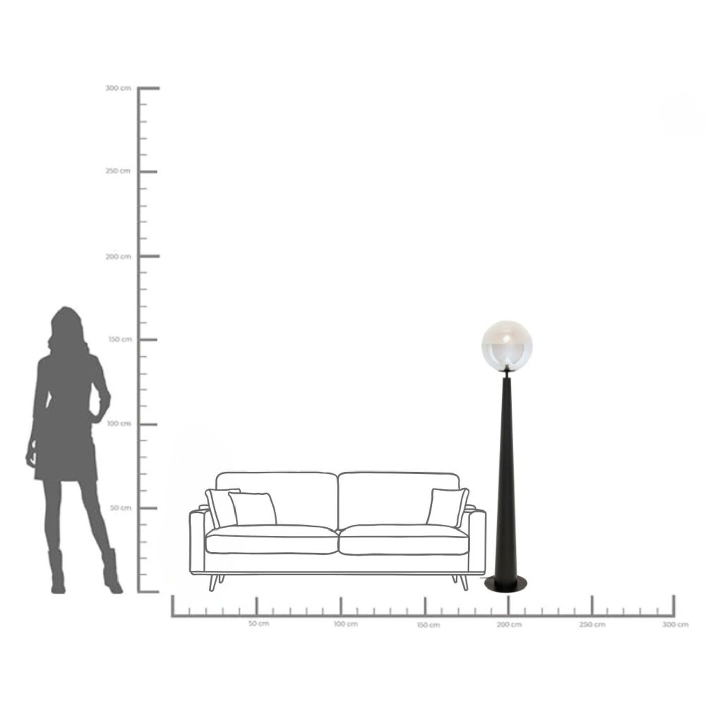 Светильник напольный Disco Ball Black 163cm KARE 57458