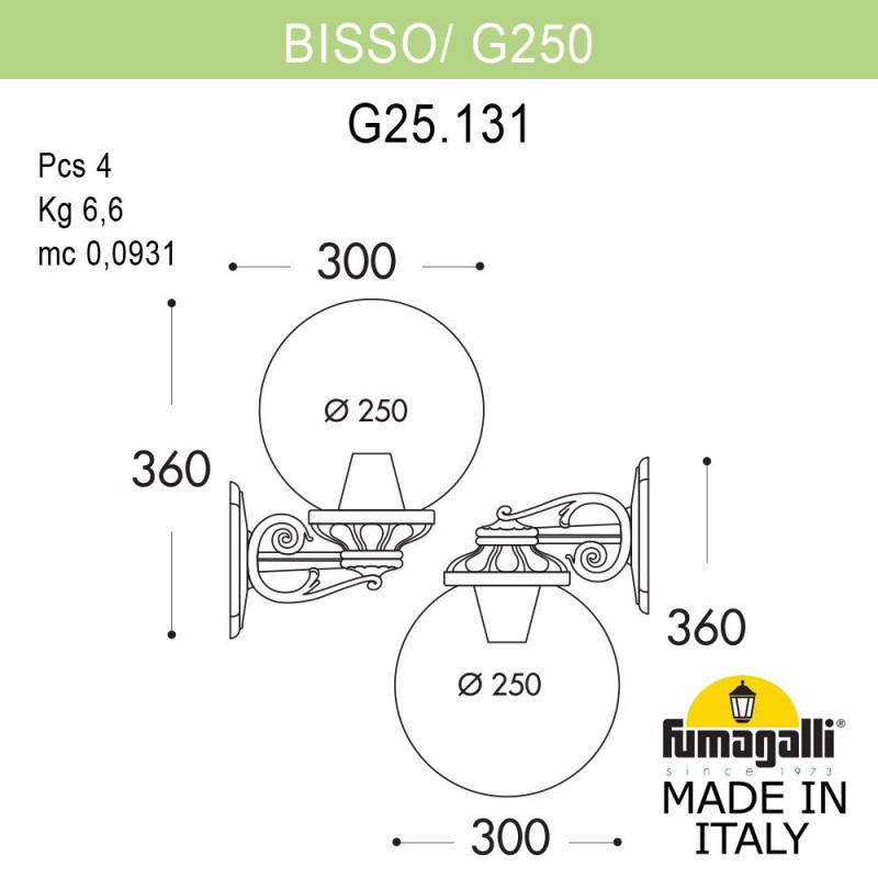 Светильник настенный Fumagalli G25.131.000.VZF1RDN