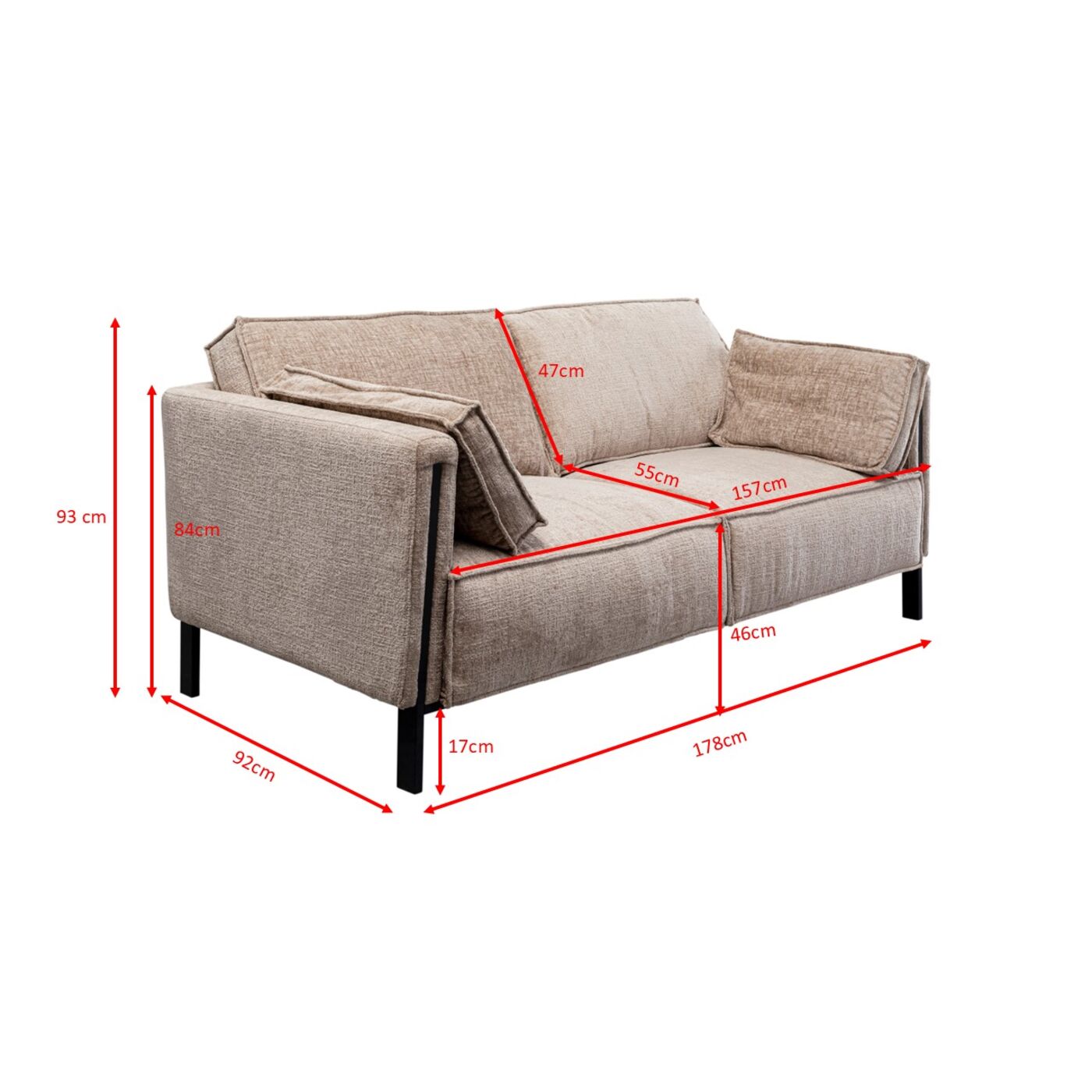 Диван двухместный 2-Seater Victor Beige 178 см KARE 87683