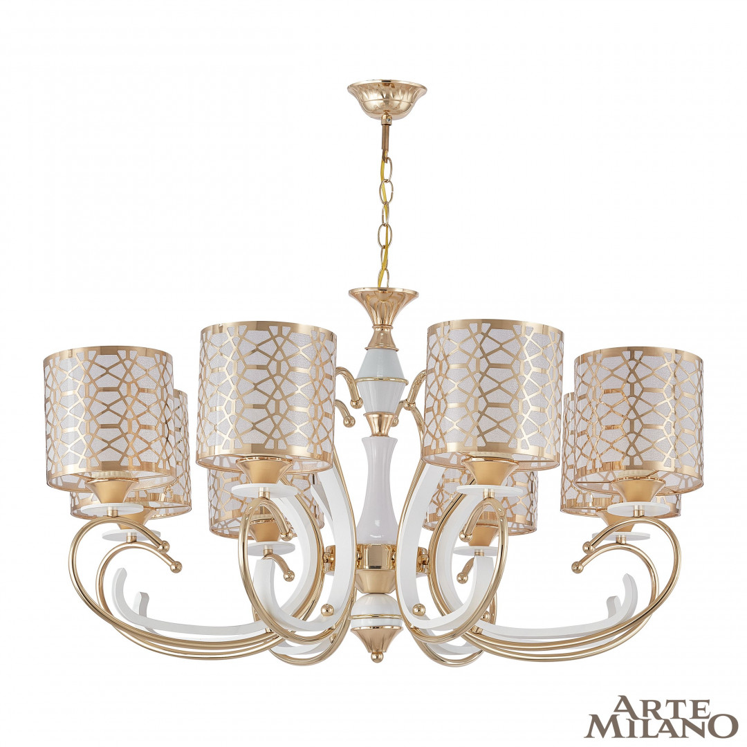 Люстра подвесная с плафонами 301237/8 Wh/Gd Arte Milano