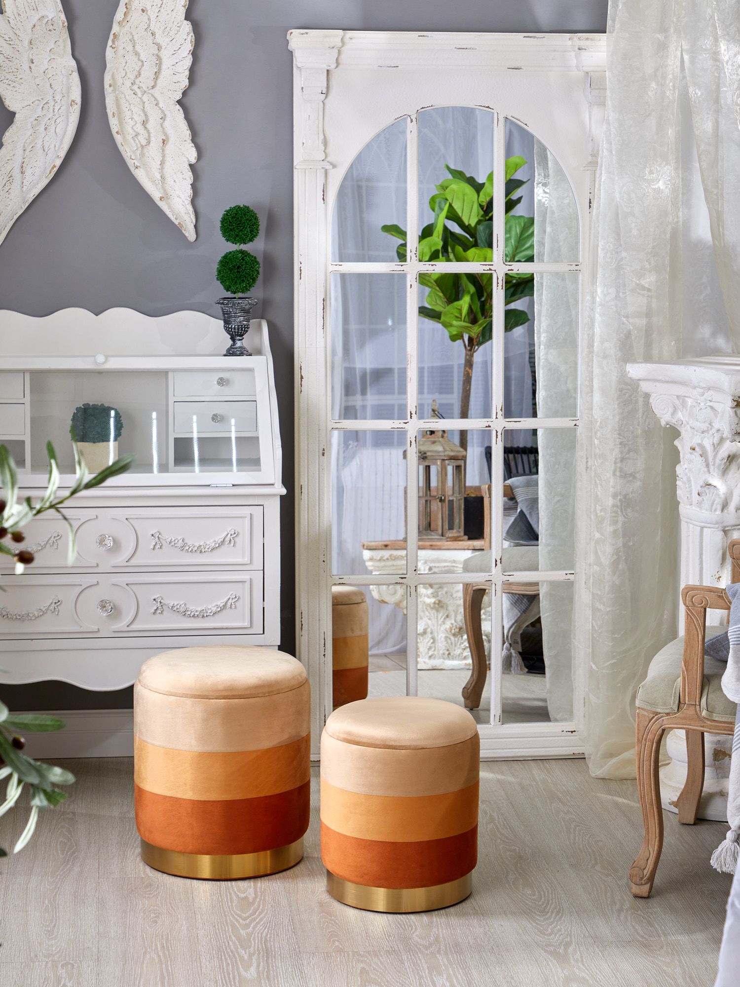 Пуфы с крышкой, набор Glasar 49-332/BM