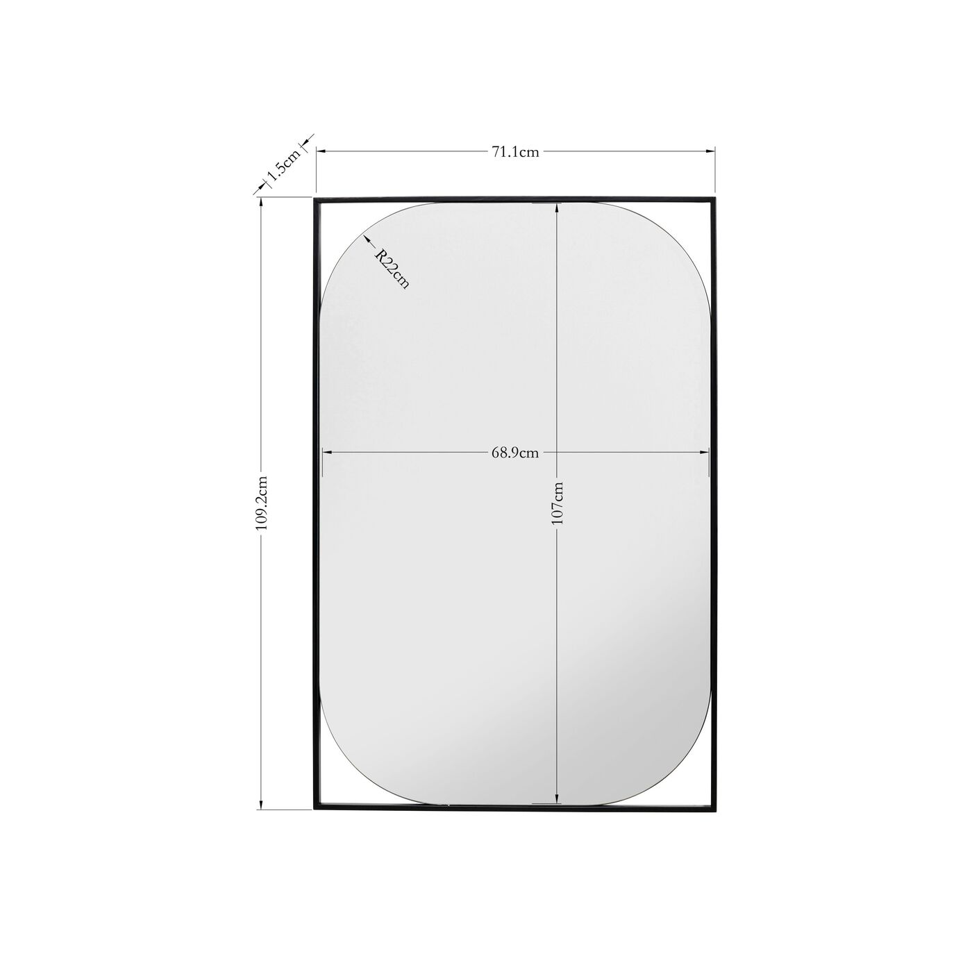 Зеркало настенное Bonita Black 71x109 см KARE 87115