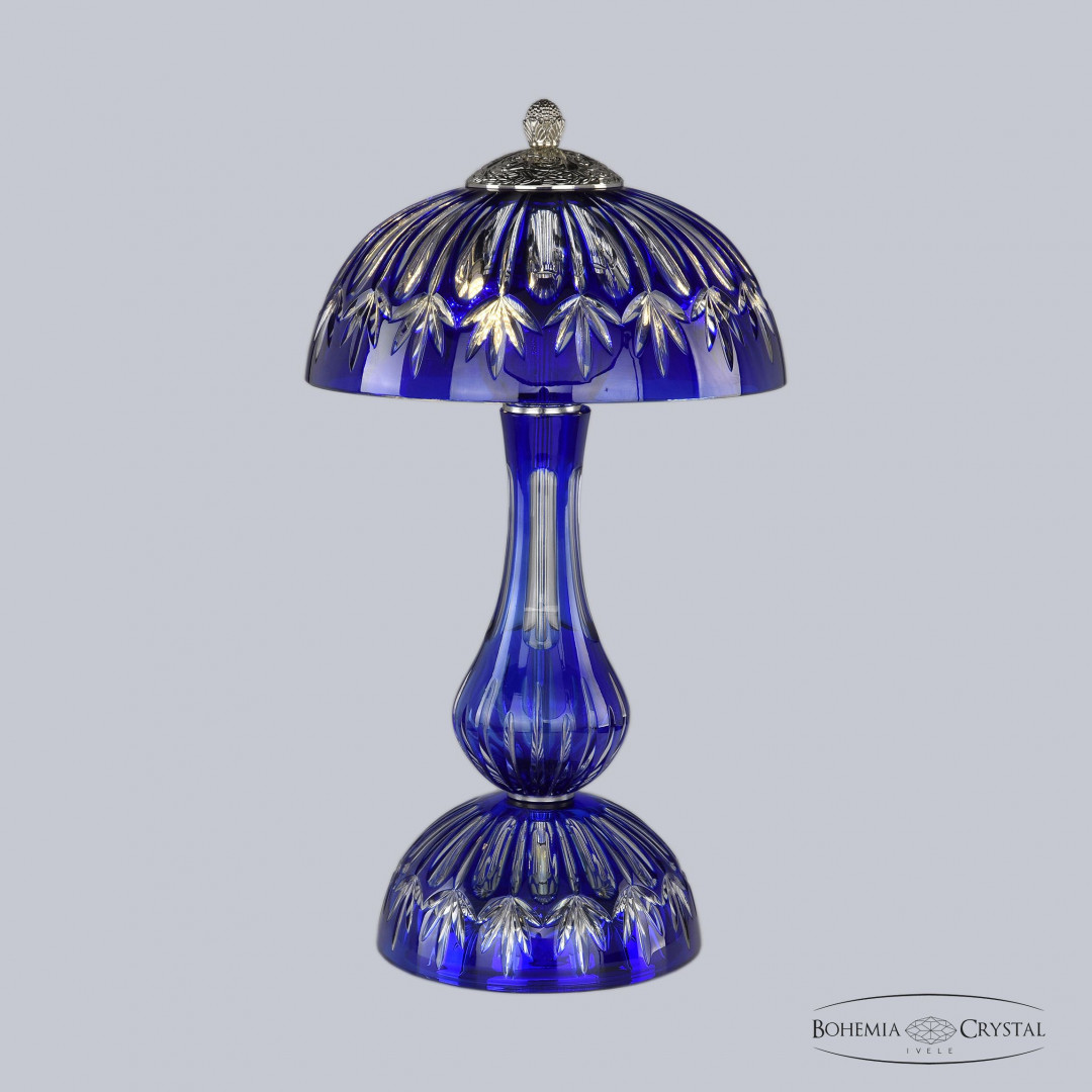 Настольная лампа с хрустальными подвесками 1370L/3/25 Ni Clear-Blue/H-1I Bohemia Ivele Crystal