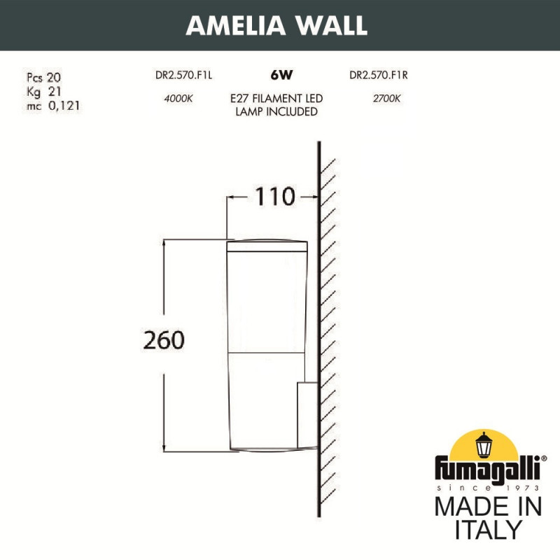 Светильник настенный Fumagalli DR2.570.000.WYF1R