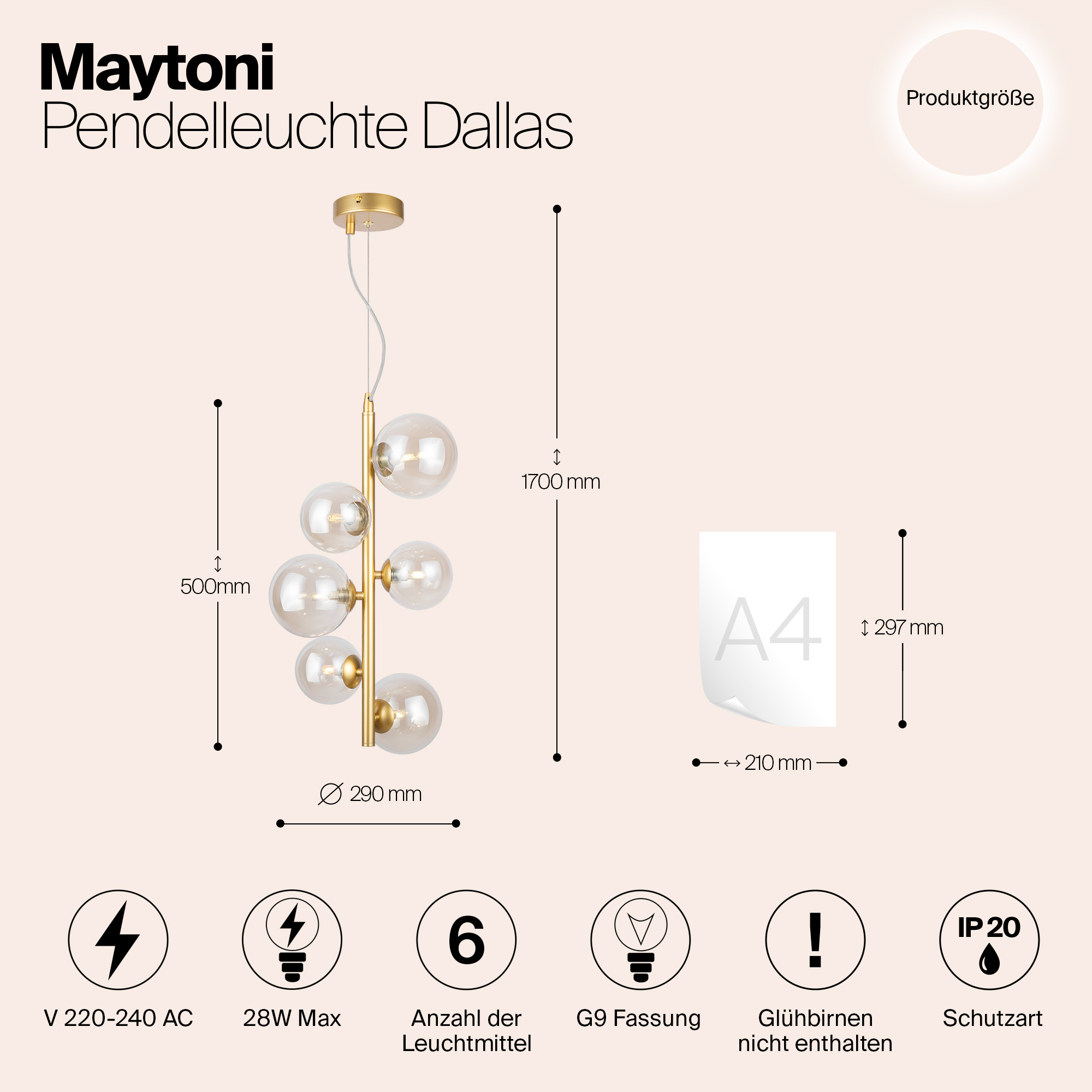 Подвесной светильник Maytoni MOD545PL-06G