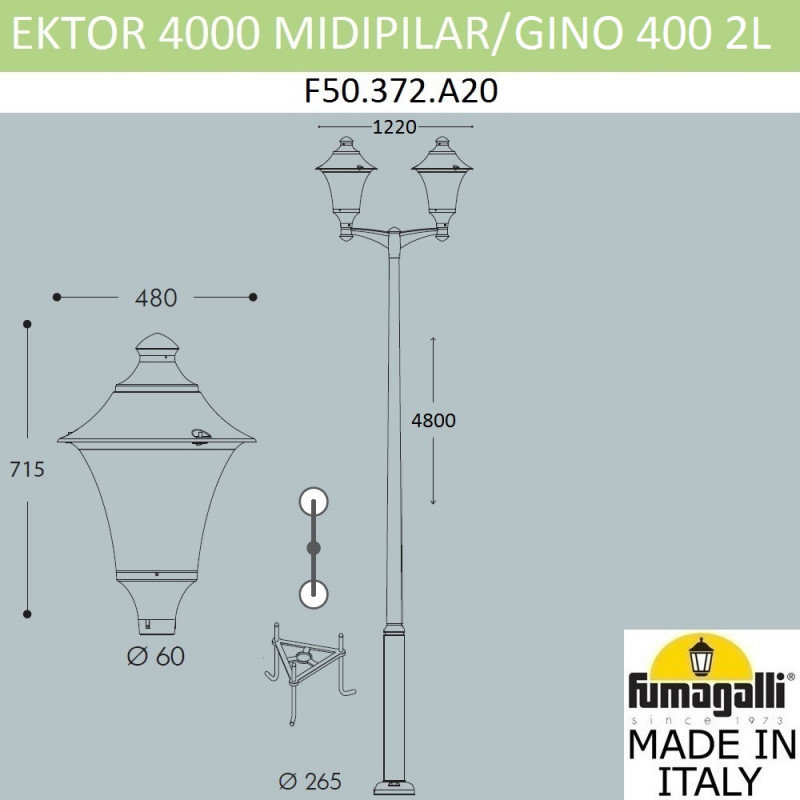 Садово-парковый светильник Fumagalli F50.372.A20.AXE27