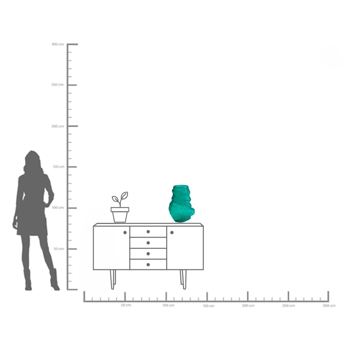 Ваза Enrique Turquoise 47 см KARE 57084