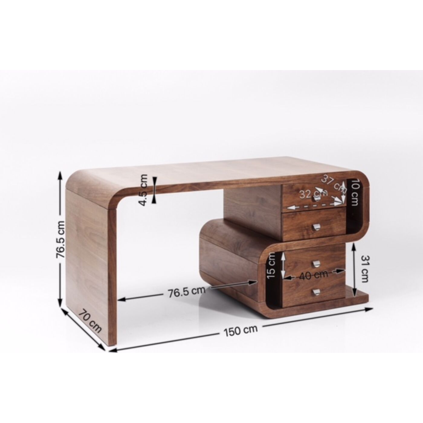 Стол письменный Soft Snake Walnut 150x70 см KARE 82993