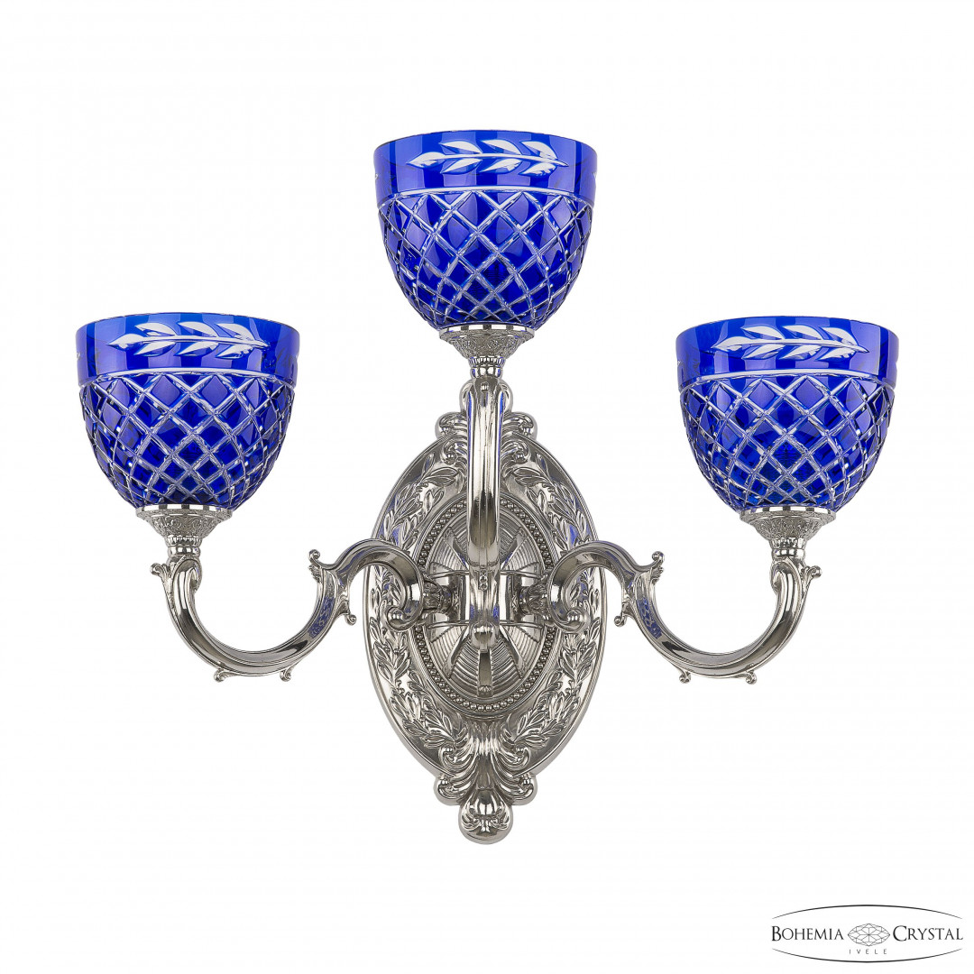 Бра бронзовые с хрусталём 7214B12/2+1/210 Ni P1 U Clear-Blue/H-1J