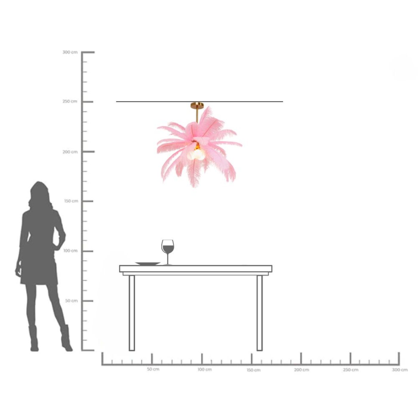 Светильник подвесной Feather Palm Pink Ø60cm KARE 57356