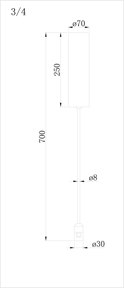 Адаптер с подводом питания на стойке Donolux Power Connector H700 B DL20225