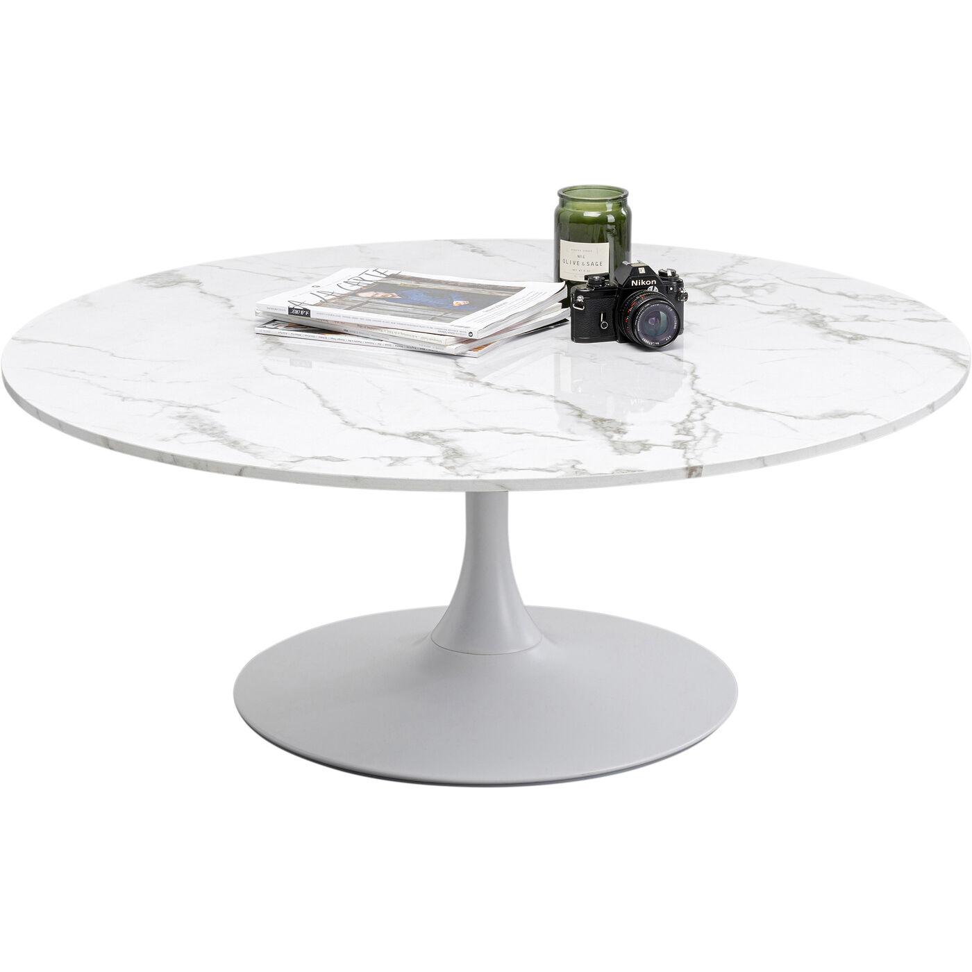 Стол кофейный Schickeria Marble White Ø110 см KARE 87764