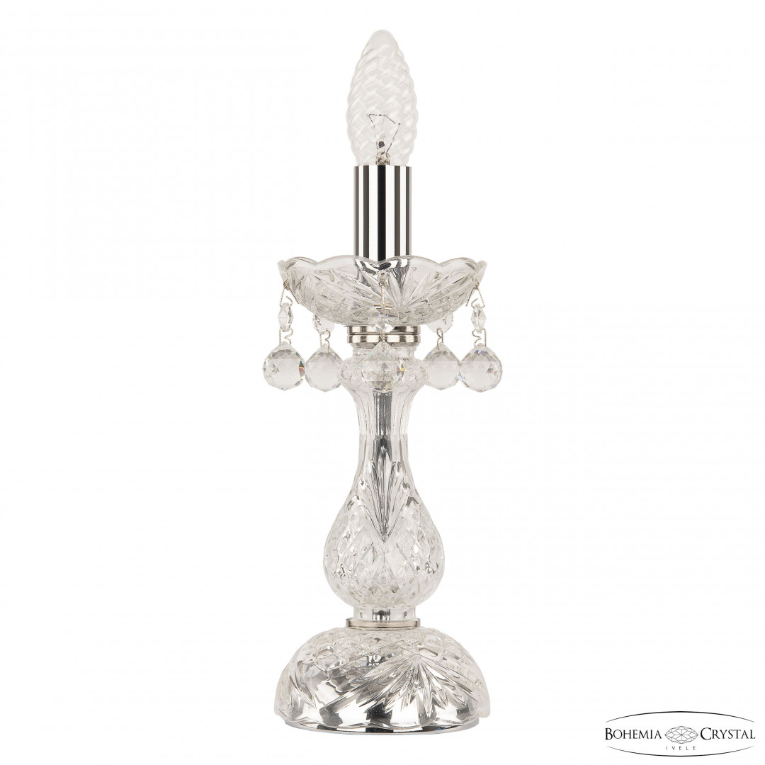 Настольная лампа с хрустальными подвесками 108L/1-27 Ni Bohemia Ivele Crystal