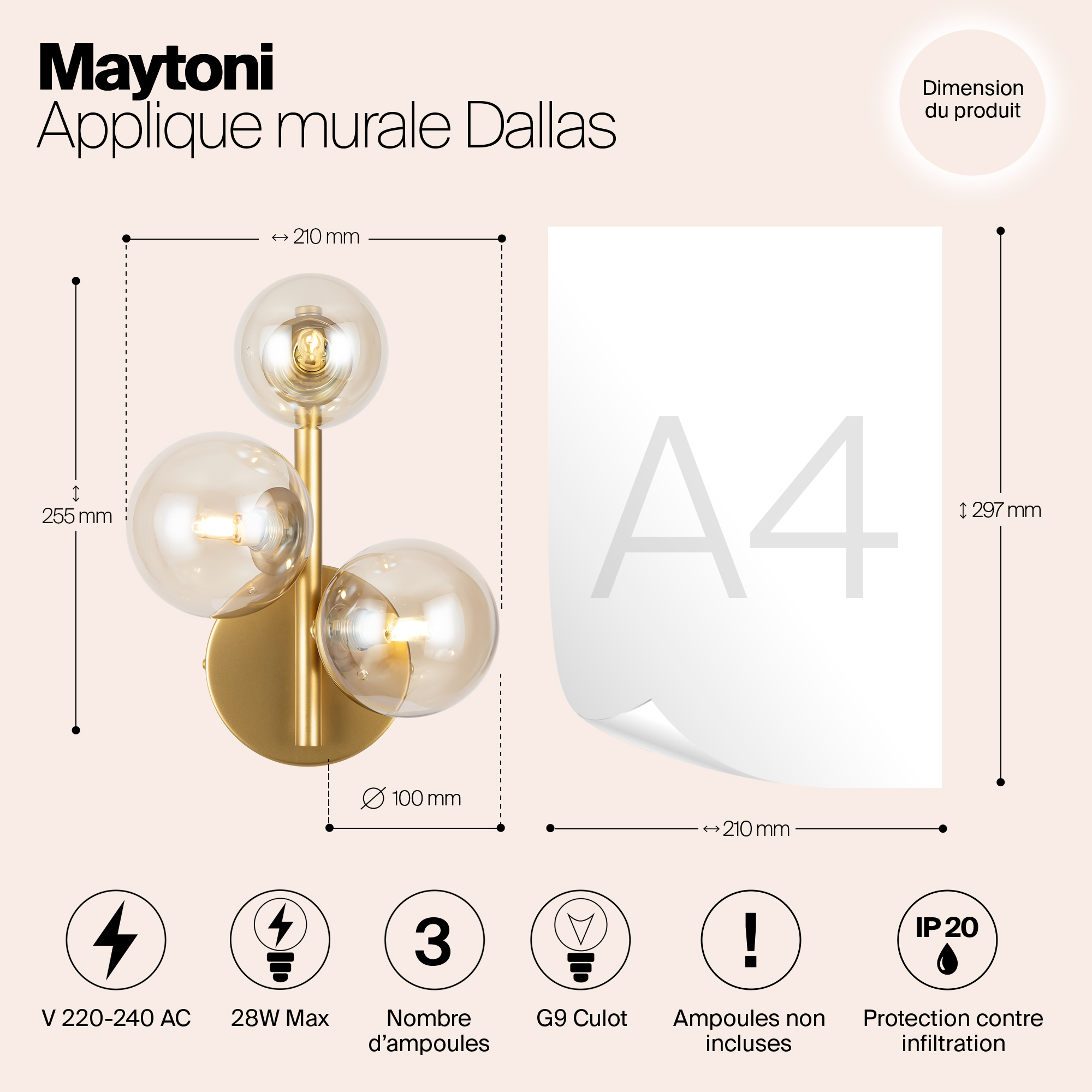 Настенный светильник (бра) Maytoni MOD545WL-03G