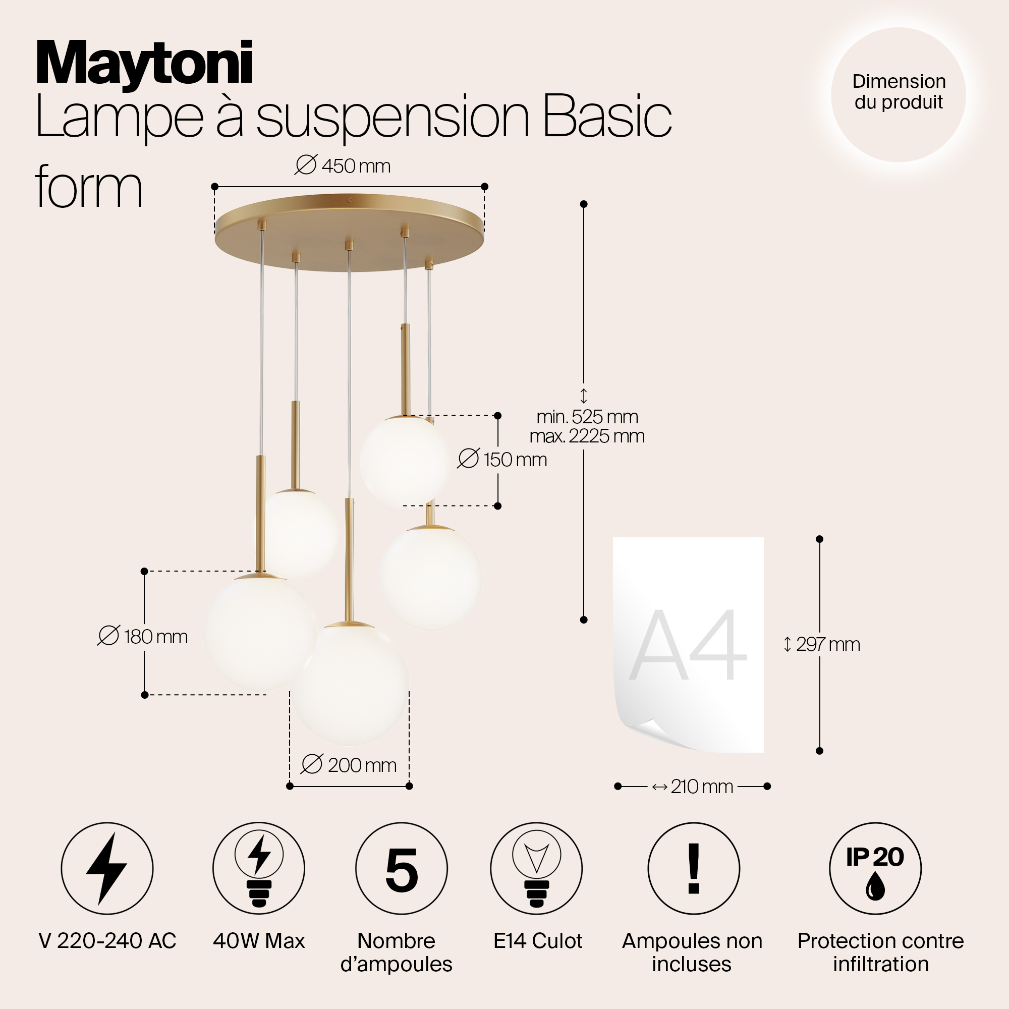 Подвесной светильник Maytoni MOD321PL-05G1
