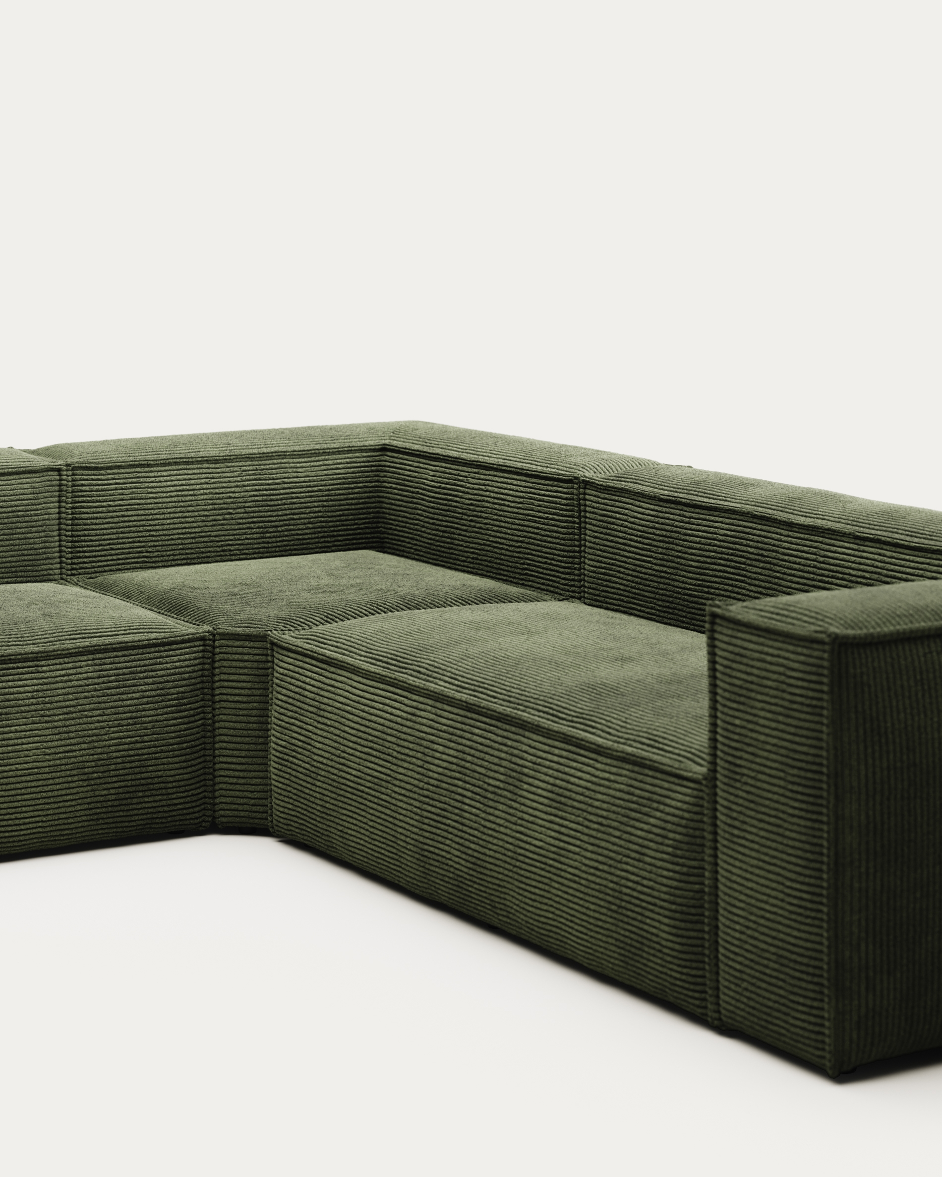 5-местный угловой диван Blok из плотного вельвета зеленого цвета 320 х 290 см La Forma (ex Julia Grup)