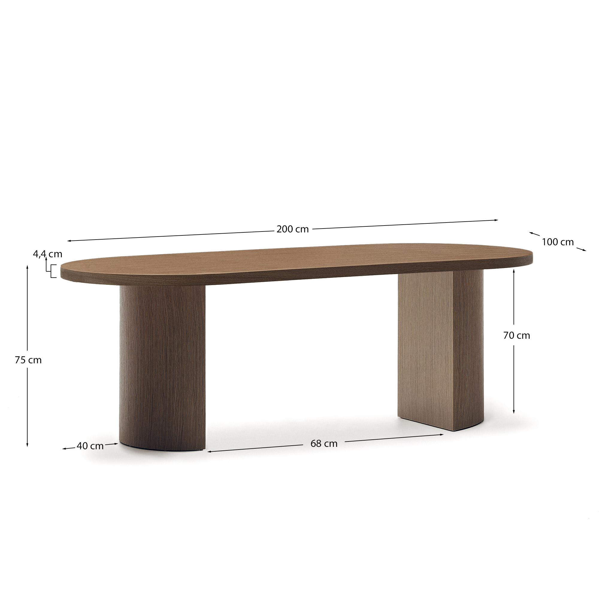 Стол Nealy с ореховым шпоном в темной отделке, 200 x 100 см La Forma (ex Julia Grup)