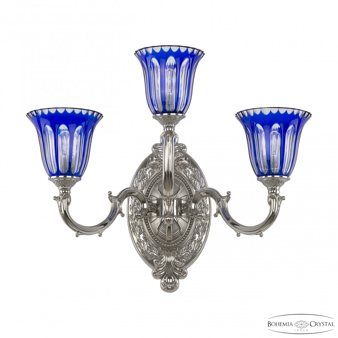 Бра бронзовые с хрусталём 7214B12/2+1/210 Ni P2 U Clear-Blue/H-1H