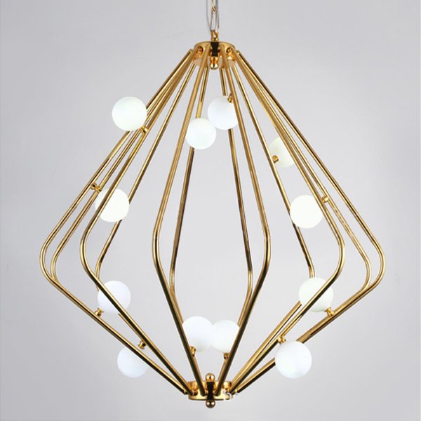 Люстра Cage with white balls Chandelier by ImperiumLoft