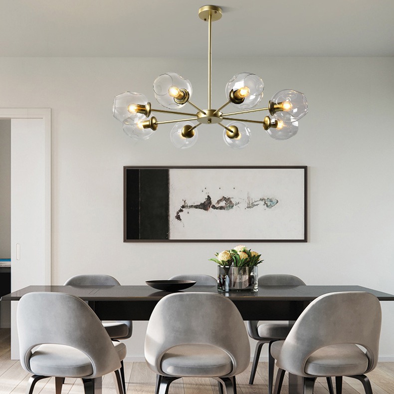 Люстра на штанге MARINE D104 12 lamps Black/Transparent by ImperiumLoft