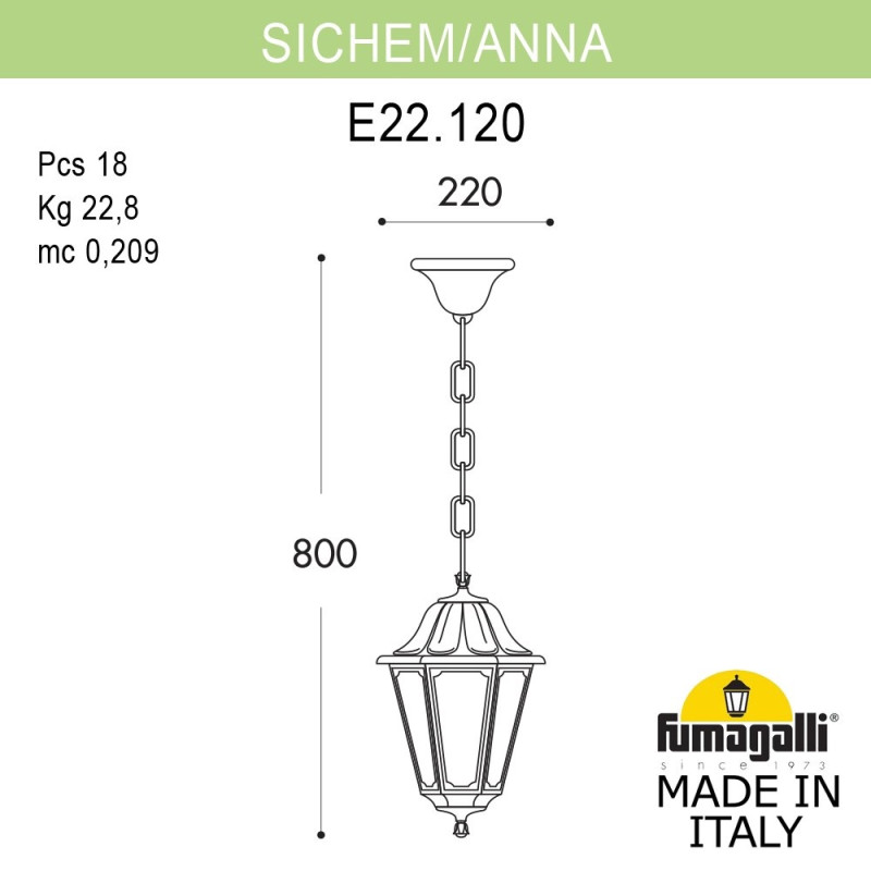 Подвесной уличный светильник Fumagalli E22.120.000.VYF1R