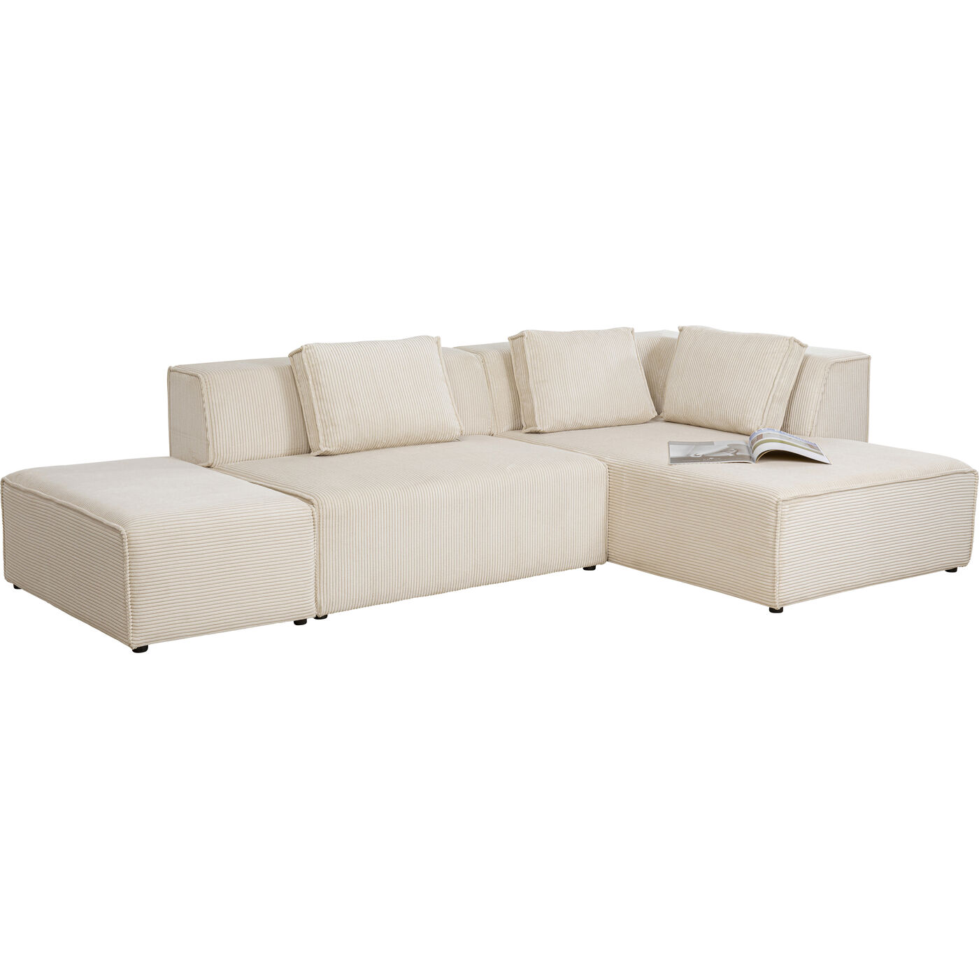 Диван правосторонний угловой Infinity Ottomane Cord Creme Right KARE 87402