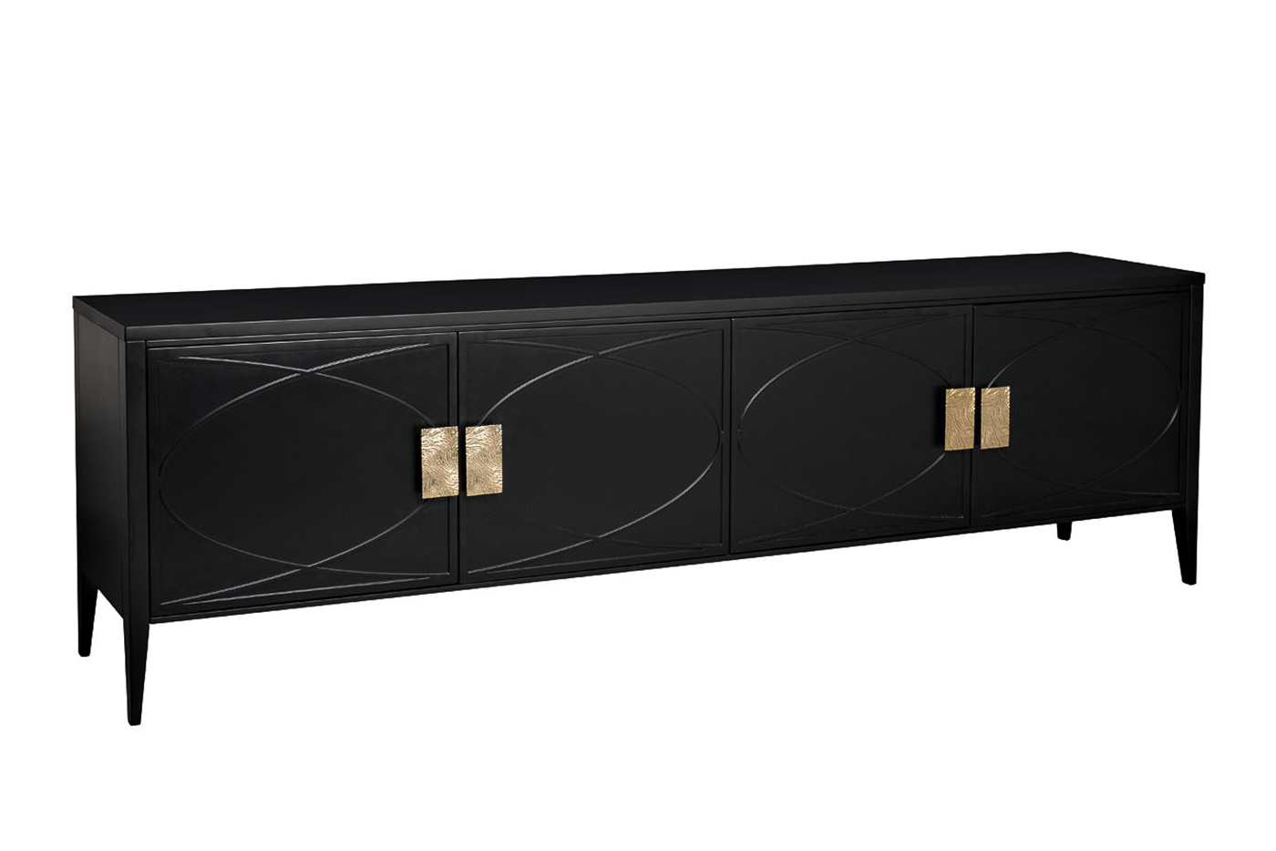 Тумба под телевизор черная с дверцами Garda Decor 98BP-GD01TUMB-CHERN