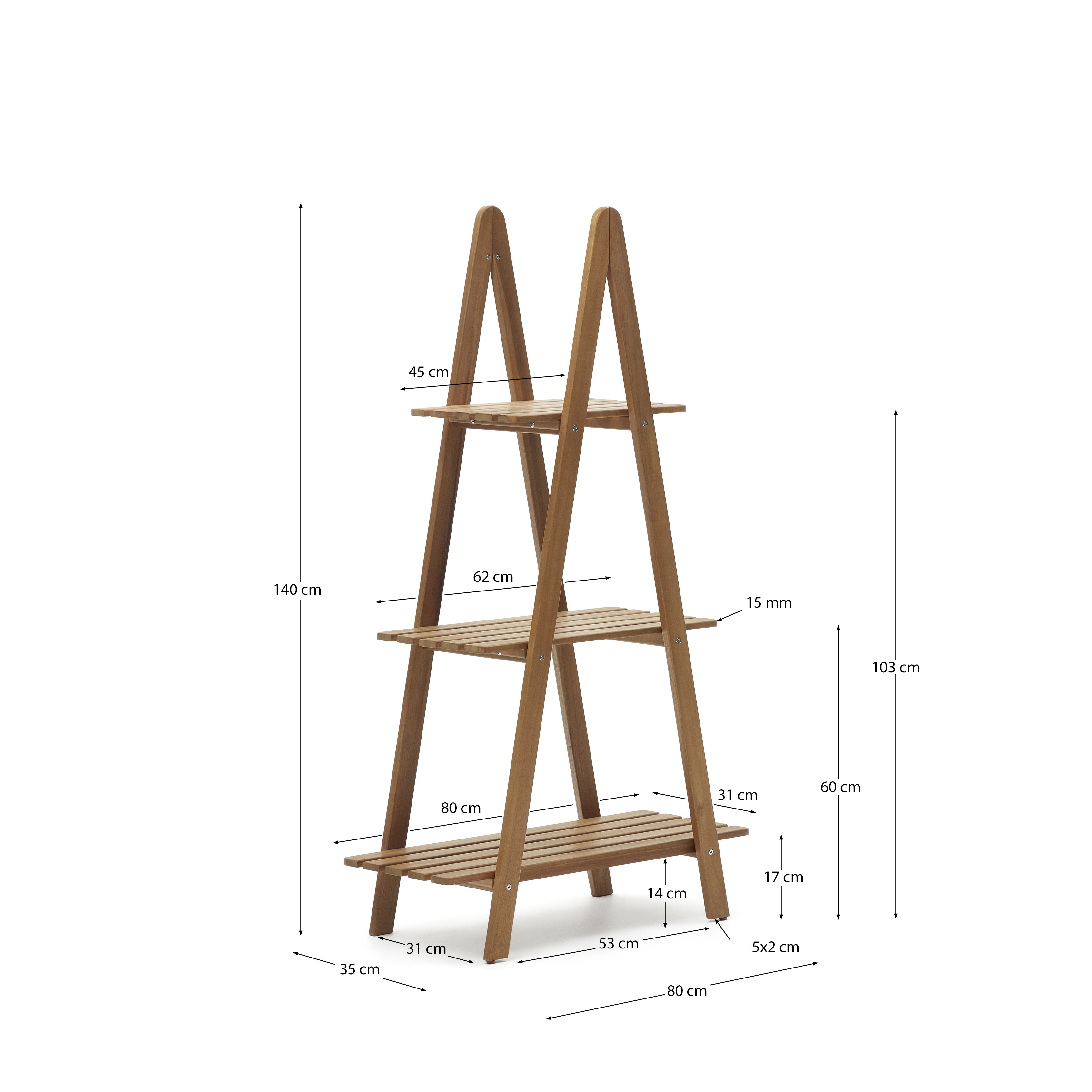 Victora Уличный стеллаж из массива акации 80 x 140 см La Forma (ex Julia Grup)