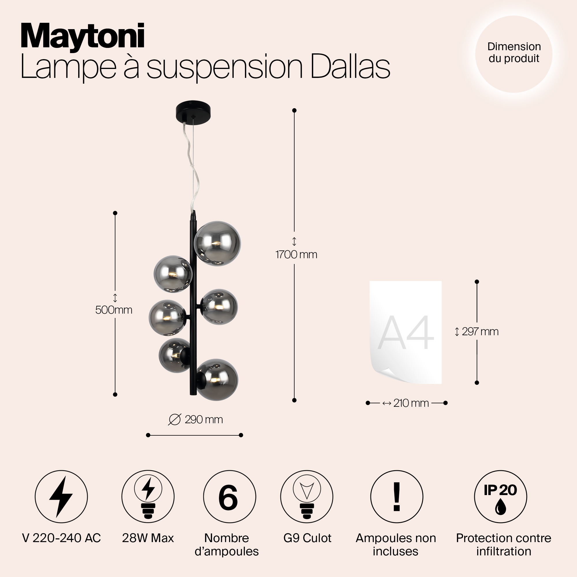 Подвесной светильник Maytoni MOD545PL-06B