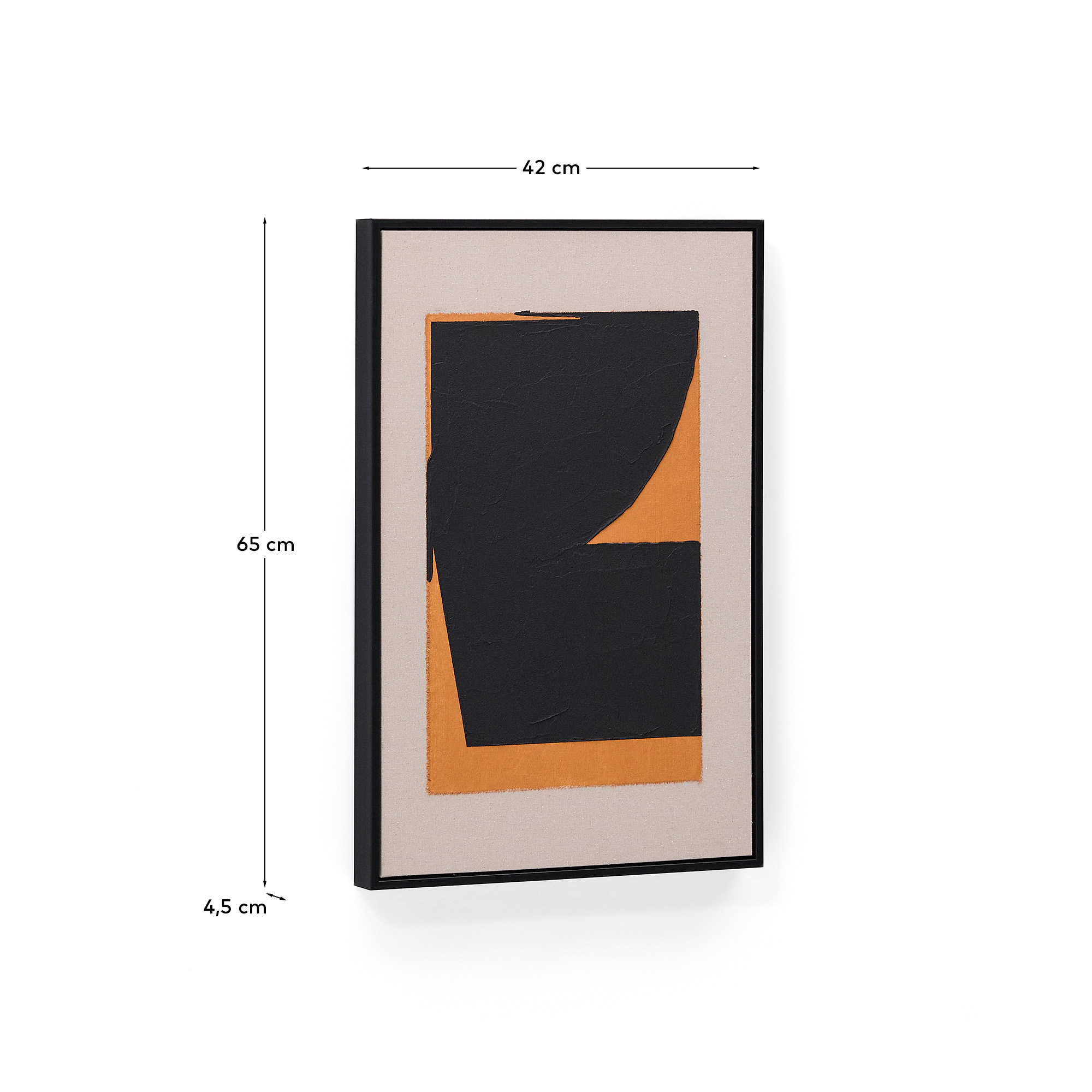 Zernu Абстрактная картина на оранжево-чёрном льняном холсте, 42 x 65 см La Forma (ex Julia Grup)