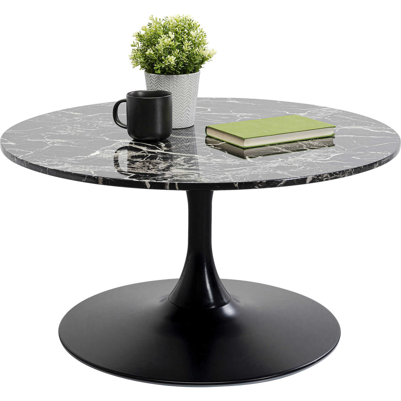 Стол кофейный Schickeria Marble Black Ø80 см KARE 87766