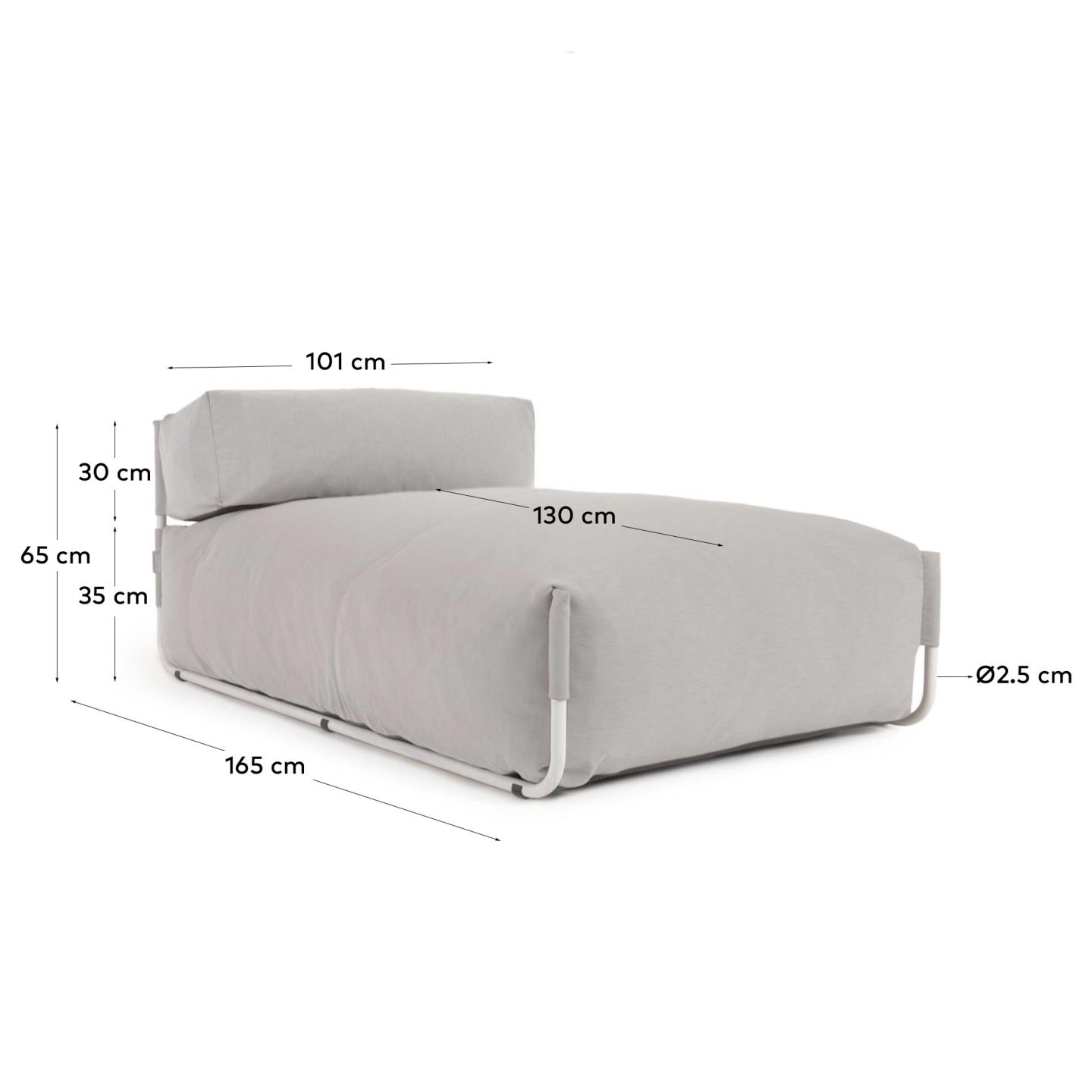 Square пуф-шезлонг со спинкой 165x101см, светло-серый, для садового модульного дивана La Forma (ex Julia Grup)