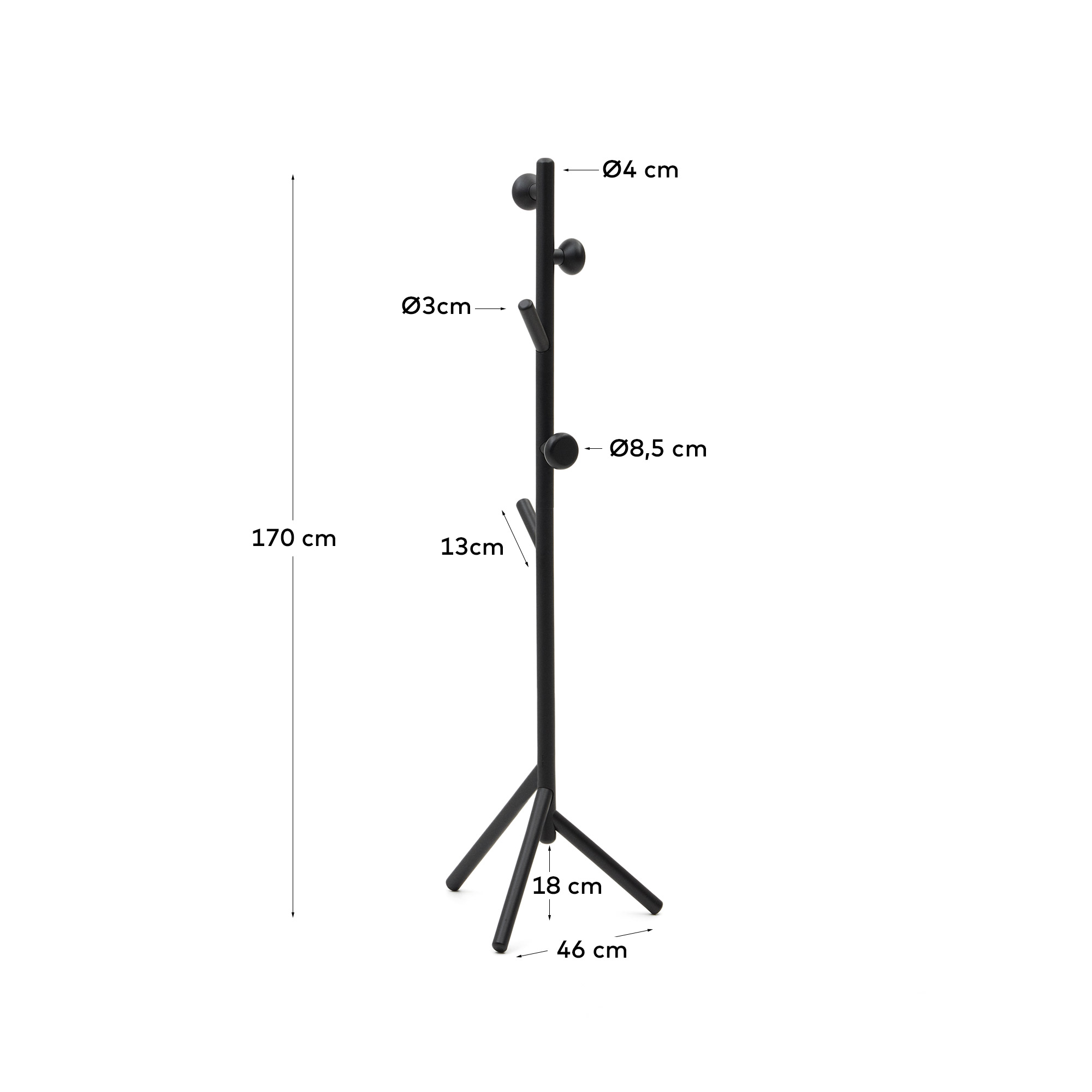 Вешалка Nadue из массива бука с черной отделкой 170 см La Forma (ex Julia Grup)