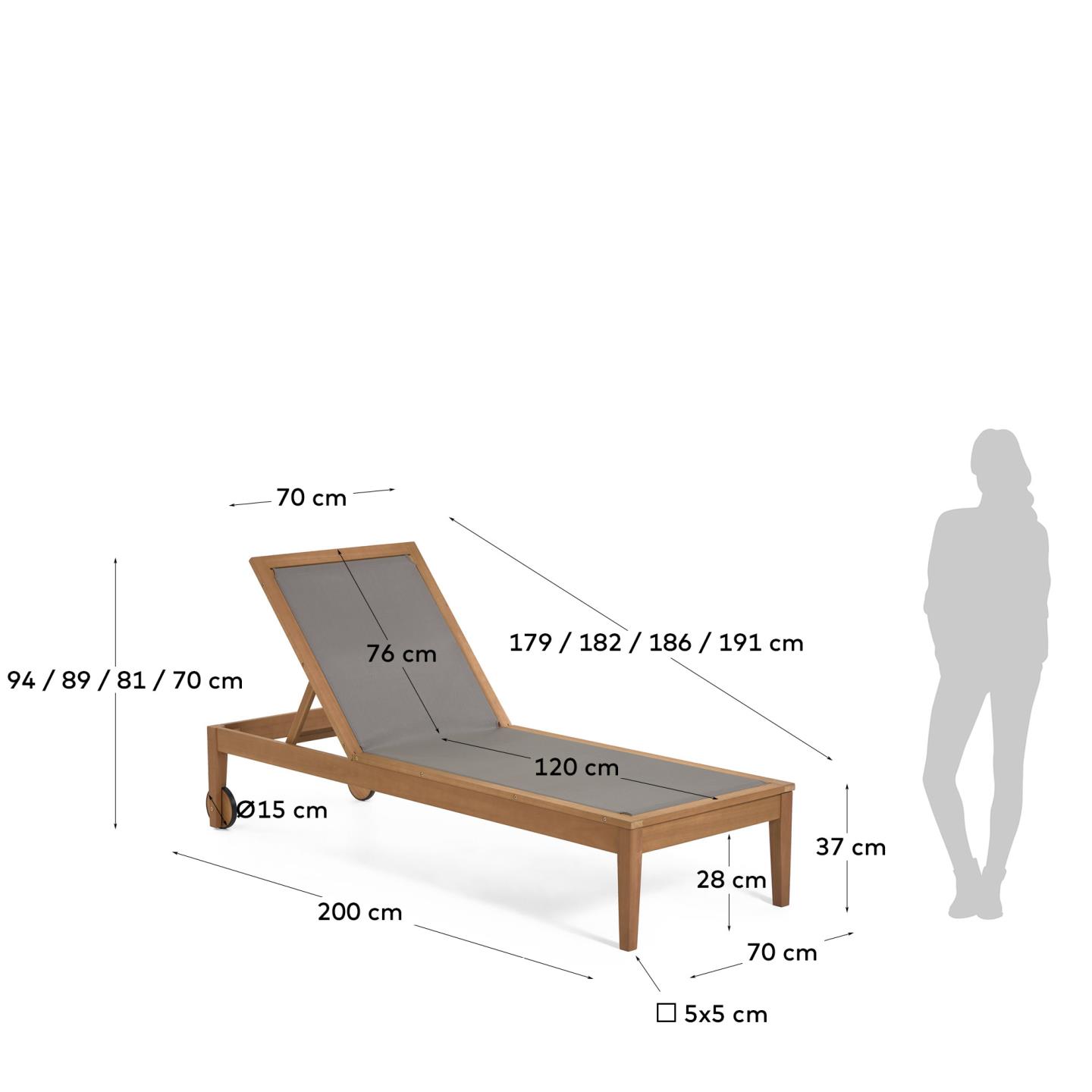Шезлонг Caterin из эвкалипта зеленый La Forma 97641