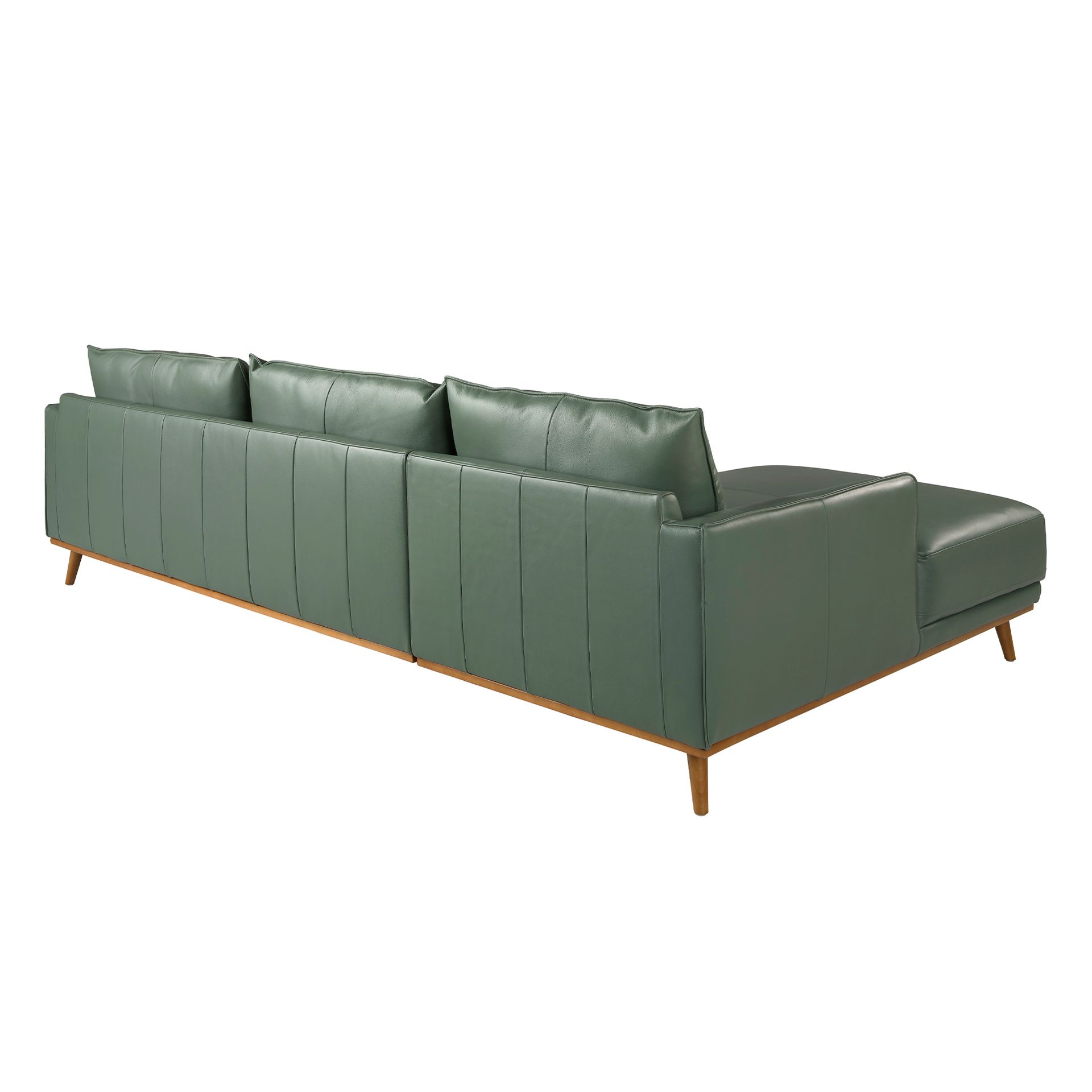 Угловой диван с левым шезлонгом 6200/5607-L-M5677 из зеленой кожи Angel Cerda