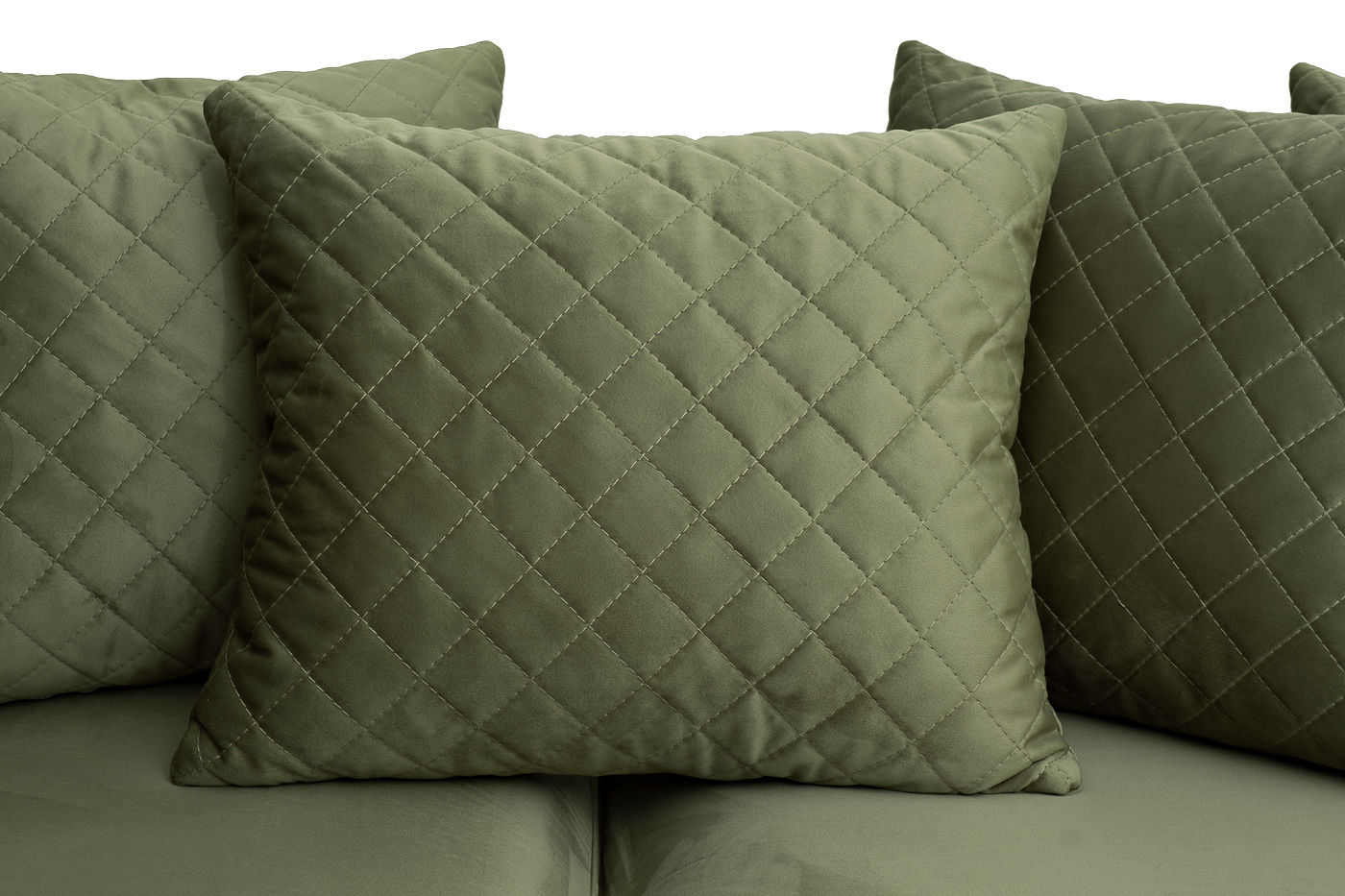 Диван треестный велюровый оливковый Garda Decor SORRENTO-220-Colt1002