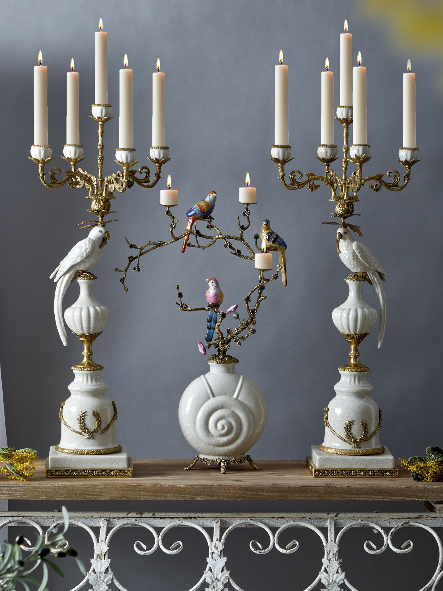 Подсвечник Попугай Glasar 31G1625/E566BC/WHITE