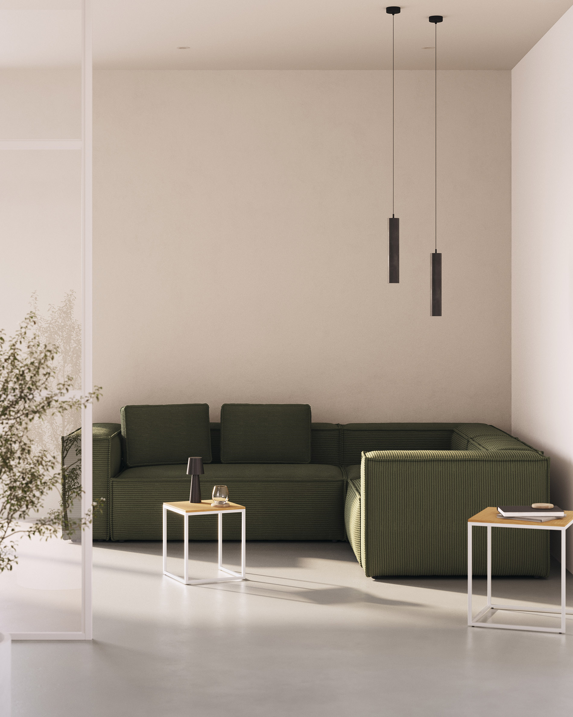 Угловой 4-х местный диван Blok серый вельвет 320 x 230 cm La Forma 92285