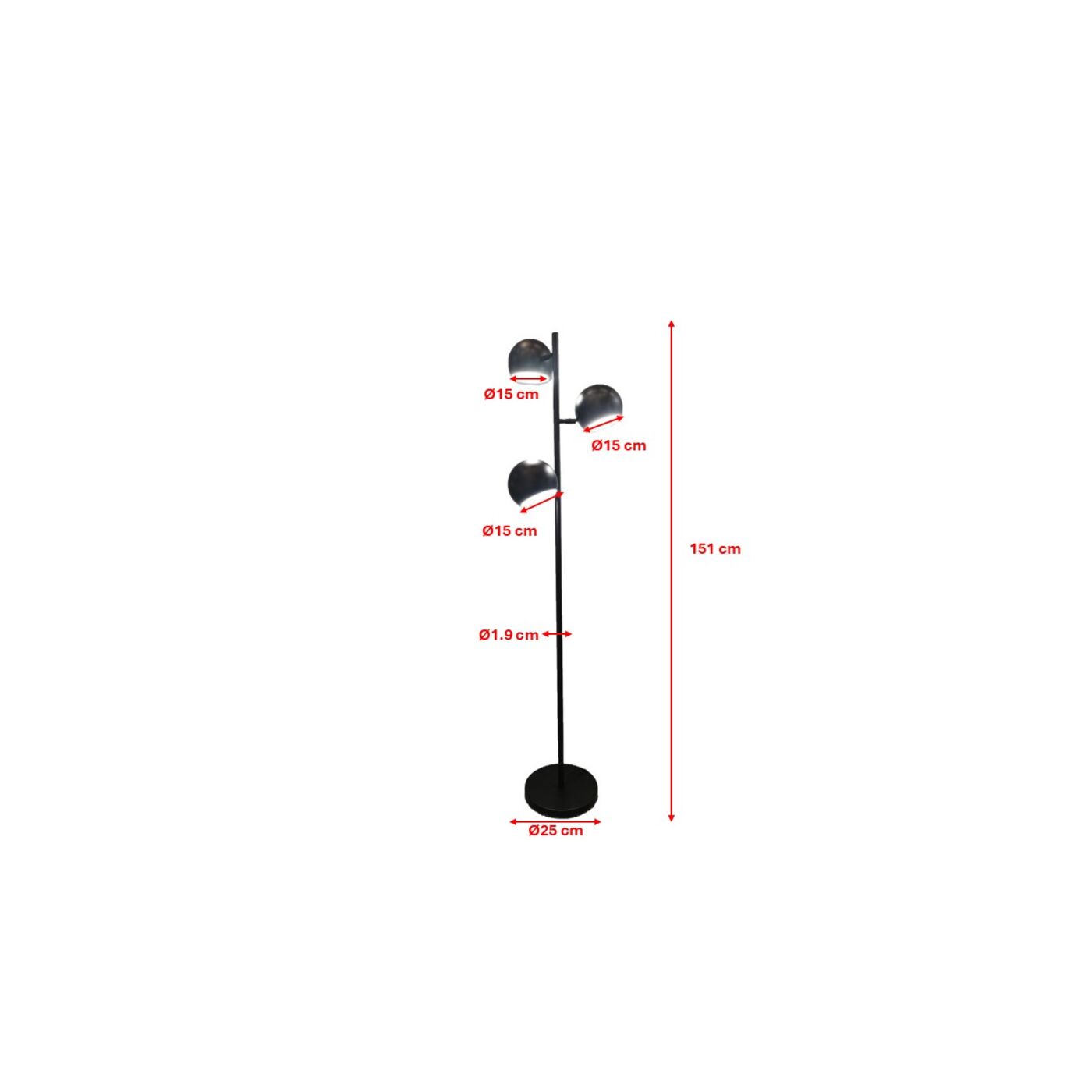 Светильник напольный Calotta Black 3-lite 151cm KARE 57463