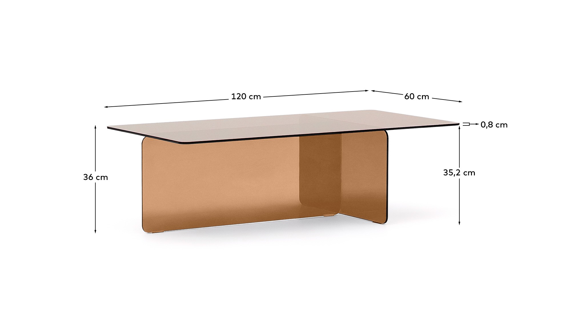 Журнальный столик Zaren из коричневого закаленного стекла, 120 x 60 см La Forma (ex Julia Grup)