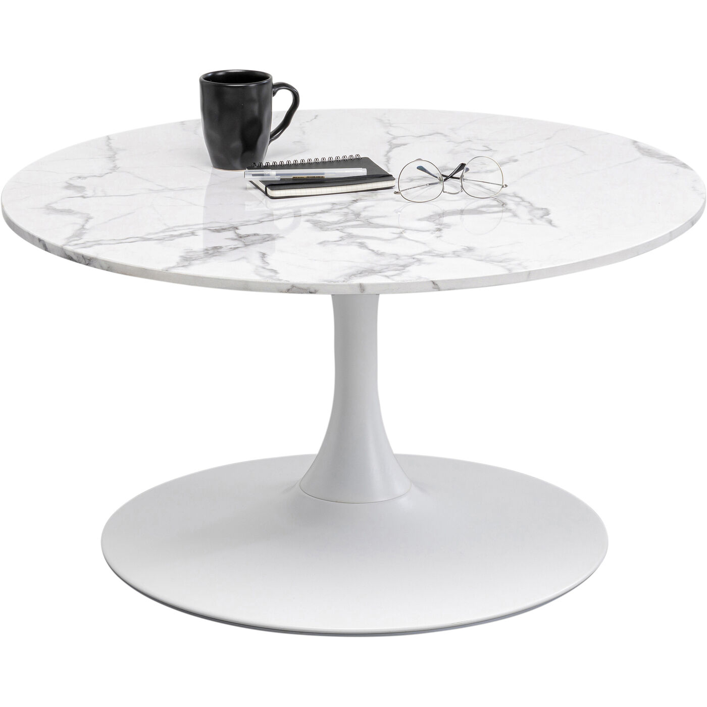Стол кофейный Schickeria Marble White Ø80 см KARE 87763