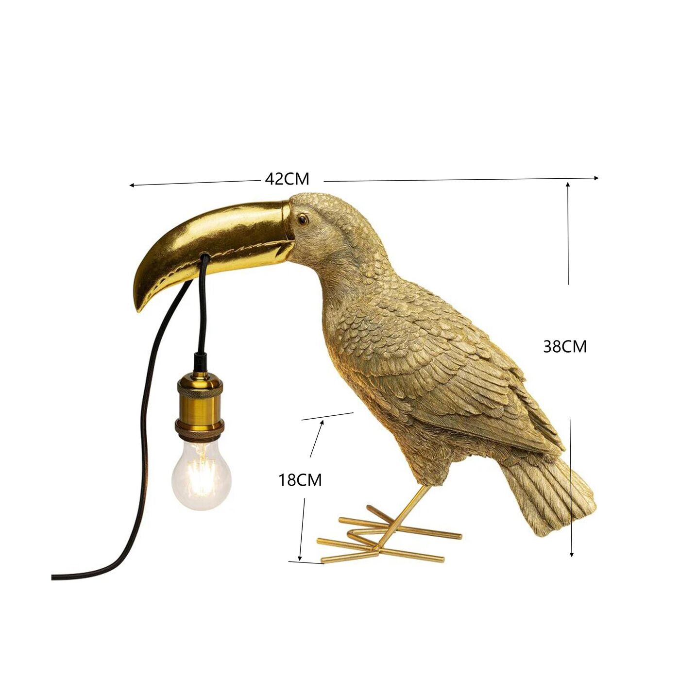 Светильник настольный Toucan Gold 42cm KARE 56858
