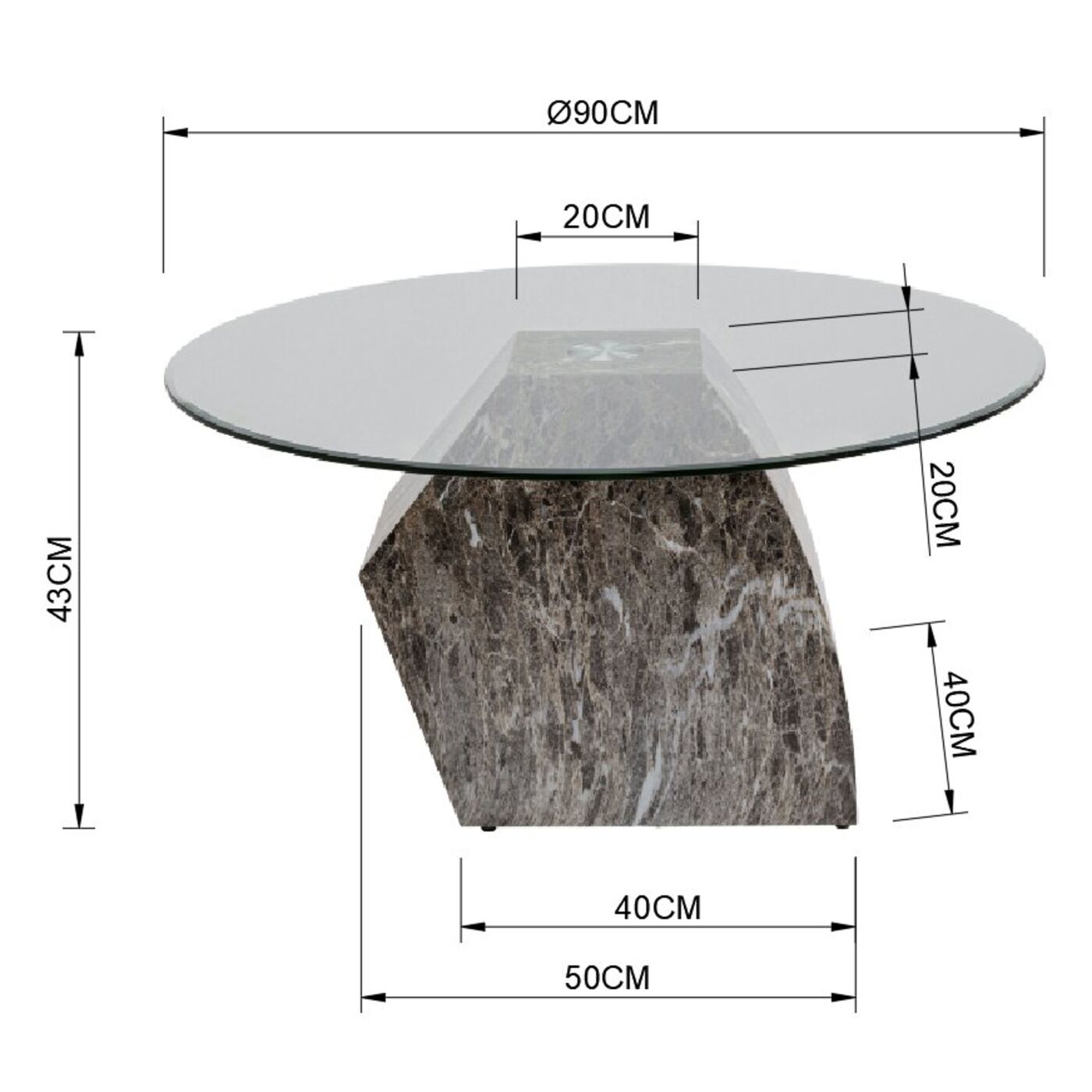 Стол кофейный Rocky Ø90cm KARE 70702