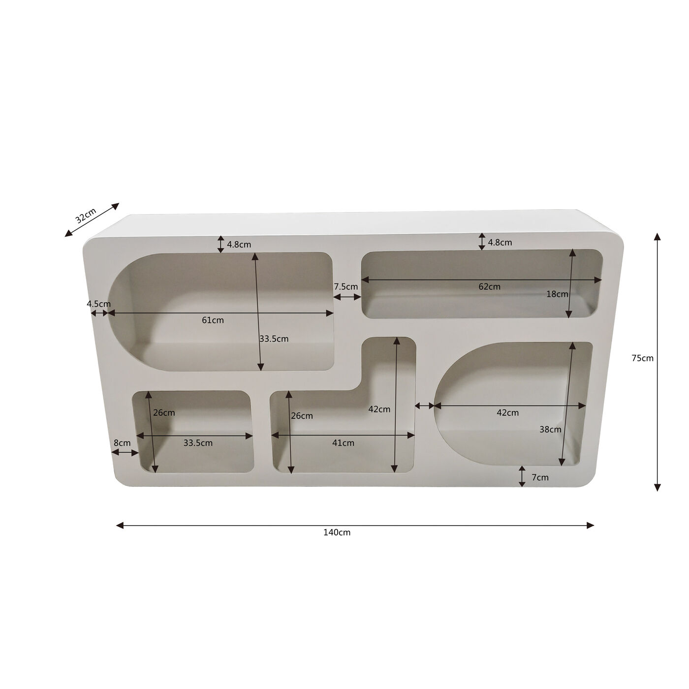 Стеллаж Paco White 140x75 см KARE 87973