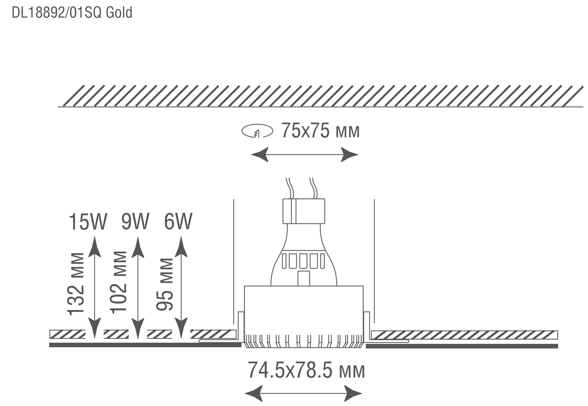 Встраиваемый светодиодный светильник под сменную лампу Donolux DL18892/01SQ Gold