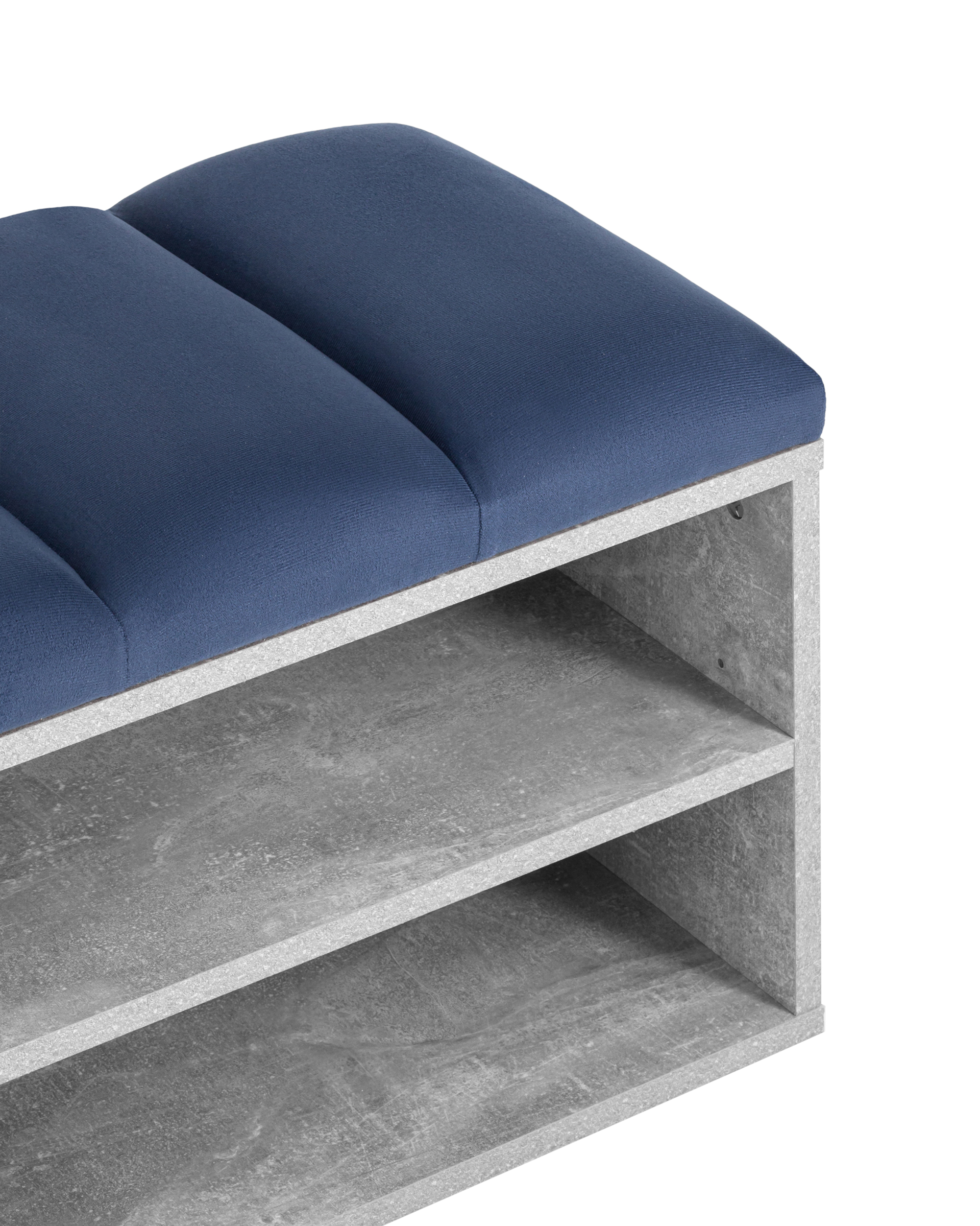 Обувница Хольст 2 серая велюр синий Stool Group