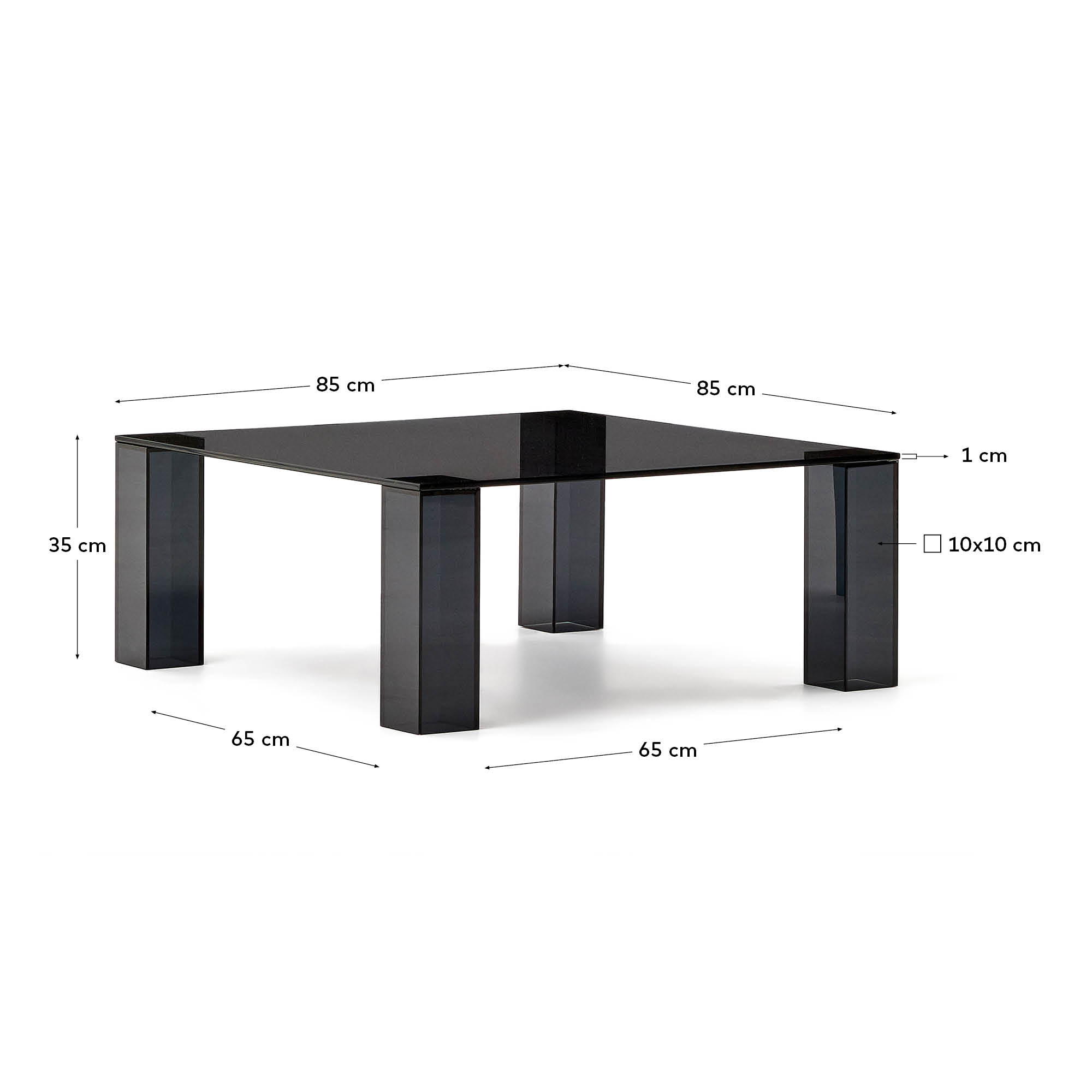 Журнальный столик Adularia из стекла темно-серого цвета 85 x 85 La Forma (ex Julia Grup)