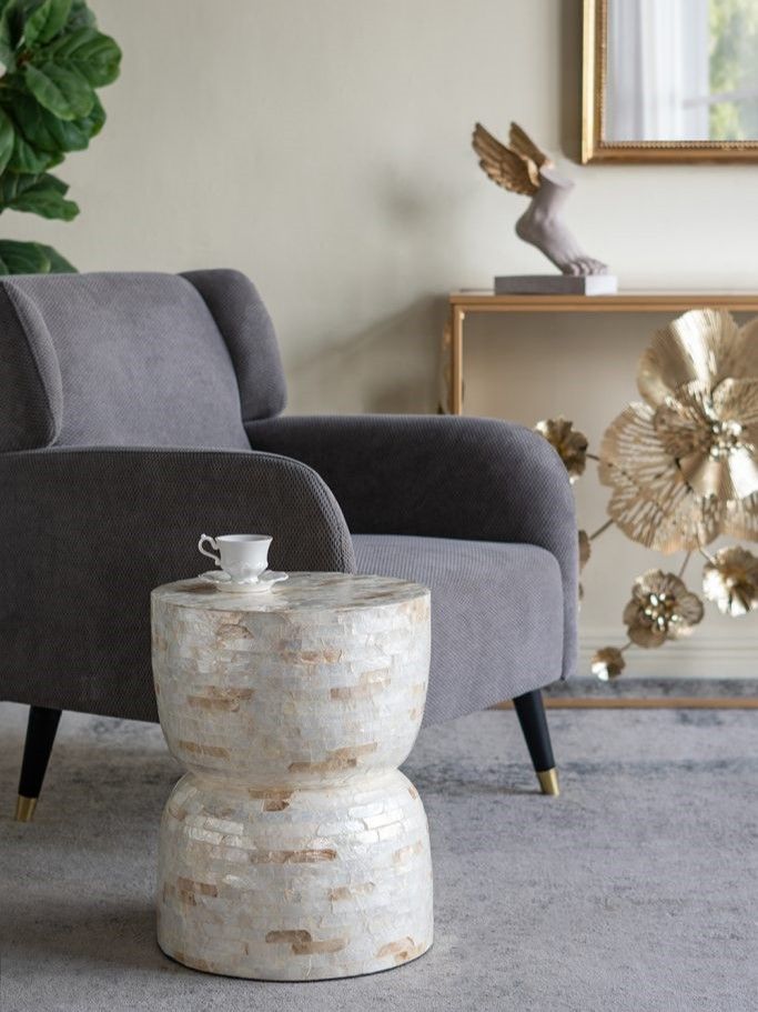 Столик акцентный с отделкой раковинами устриц Glasar D5591