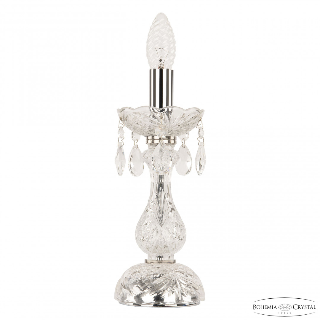 Настольная лампа с хрустальными подвесками 107L/1-27 Ni Bohemia Ivele Crystal
