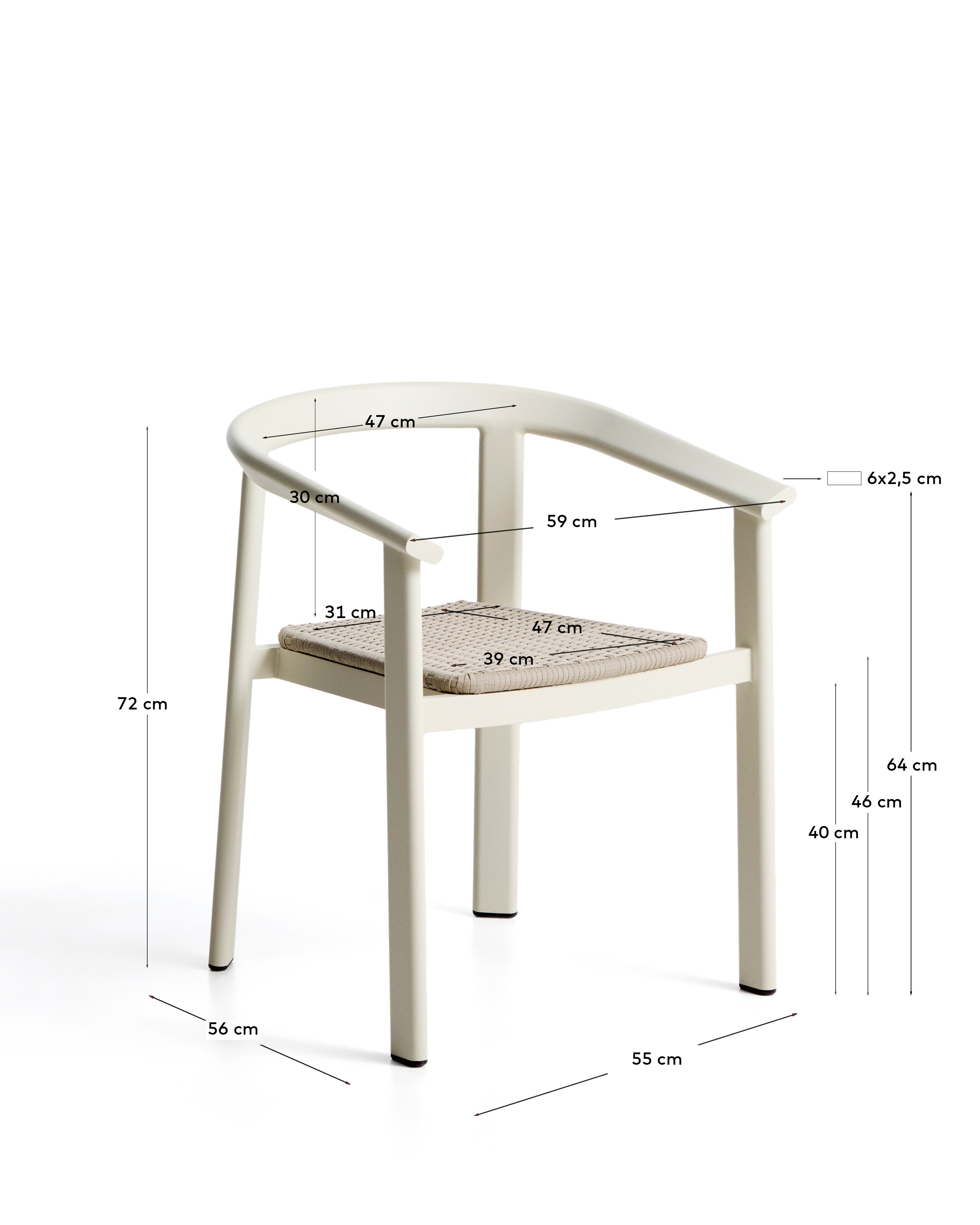 Уличный стул Erice из алюминия и шнура цвета экрю La Forma 482225